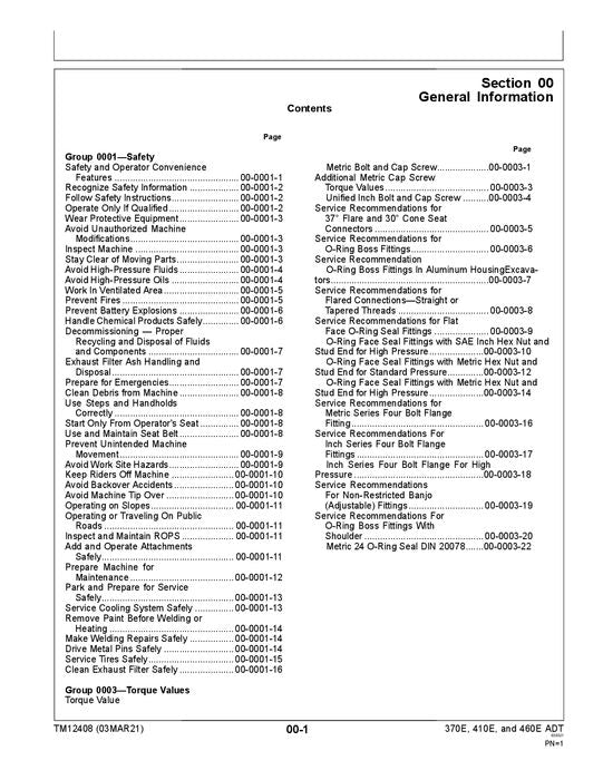 JOHN DEERE 370E 410E 460E DUMP TRUCK REPAIR SERVICE MANUAL #2