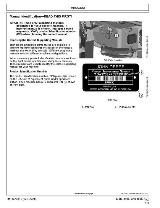 MANUEL D'ENTRETIEN ET DE RÉPARATION DU CAMION À BENNE BASCULANTE JOHN DEERE 370E 410E 460E #4