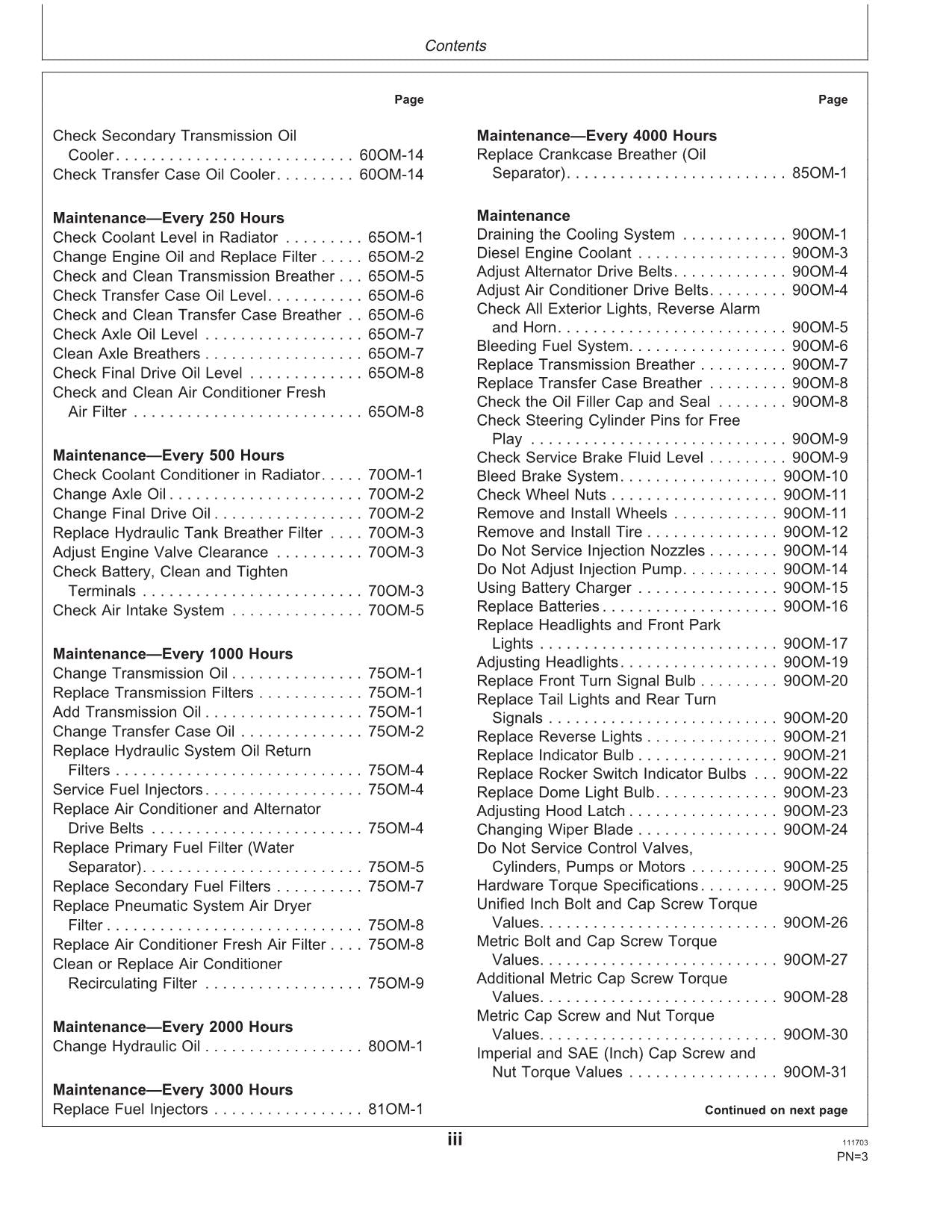 JOHN DEERE 350C 400C DUMP TRUCK MAINTENANCE OPERATORS MANUAL