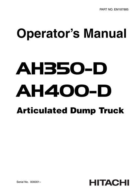 HITACHI AH350 AH400D DUMP TRUCK MAINTENANCE OPERATORS MANUAL