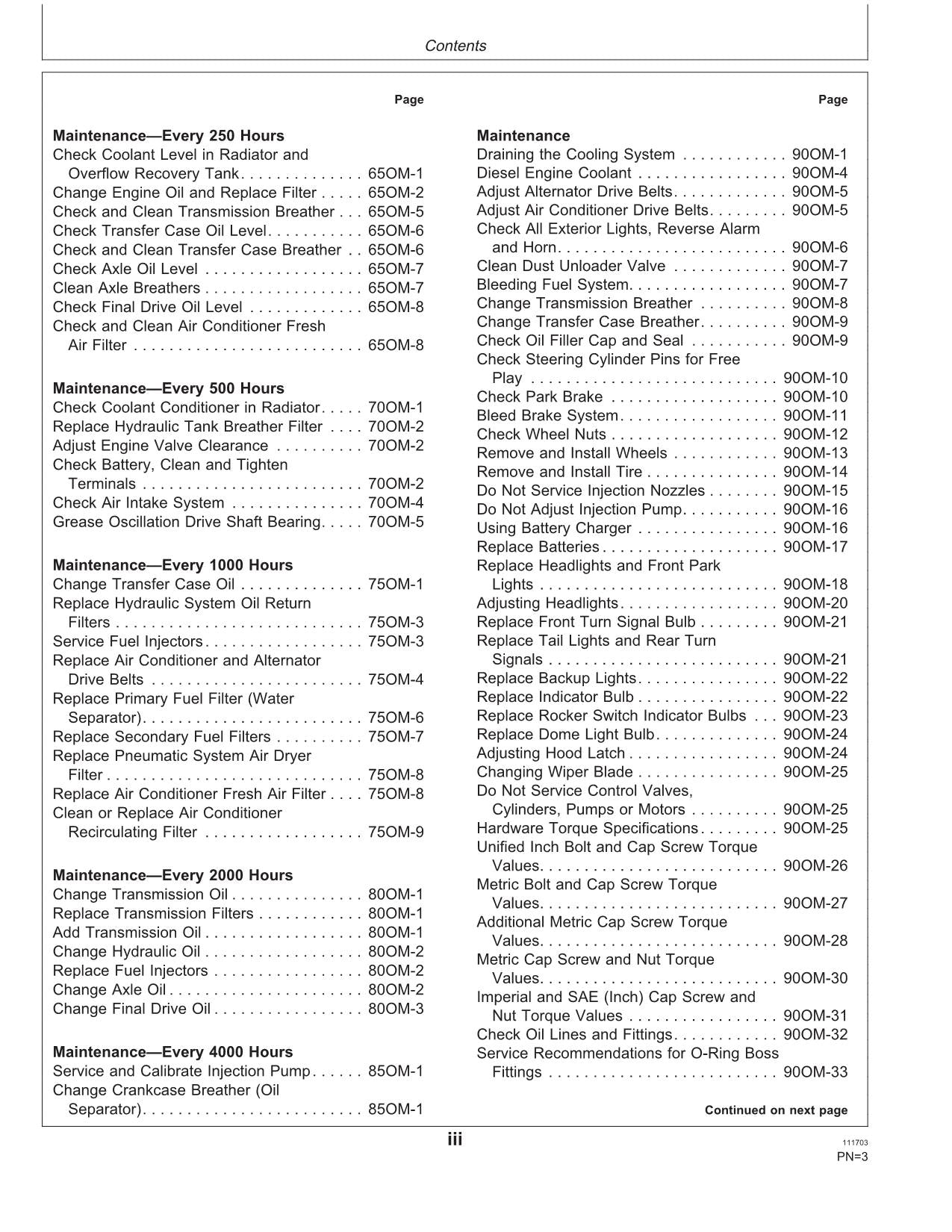 JOHN DEERE BELL B25C DUMP TRUCK MAINTENANCE OPERATORS MANUAL