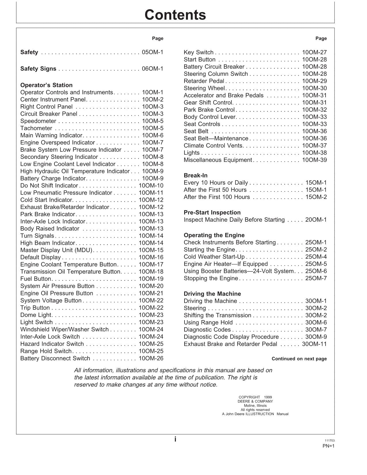 JOHN DEERE BELL B25C DUMP TRUCK MAINTENANCE OPERATORS MANUAL