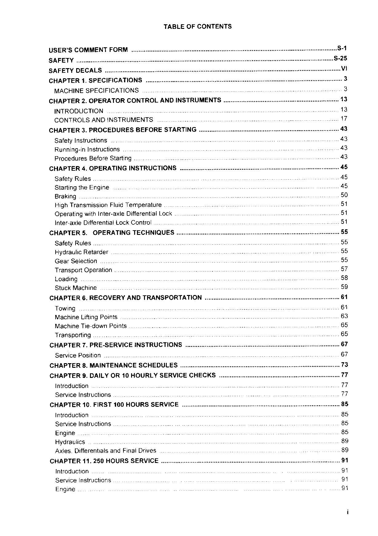 HITACHI AH250 DUMP TRUCK MAINTENANCE OPERATORS MANUAL