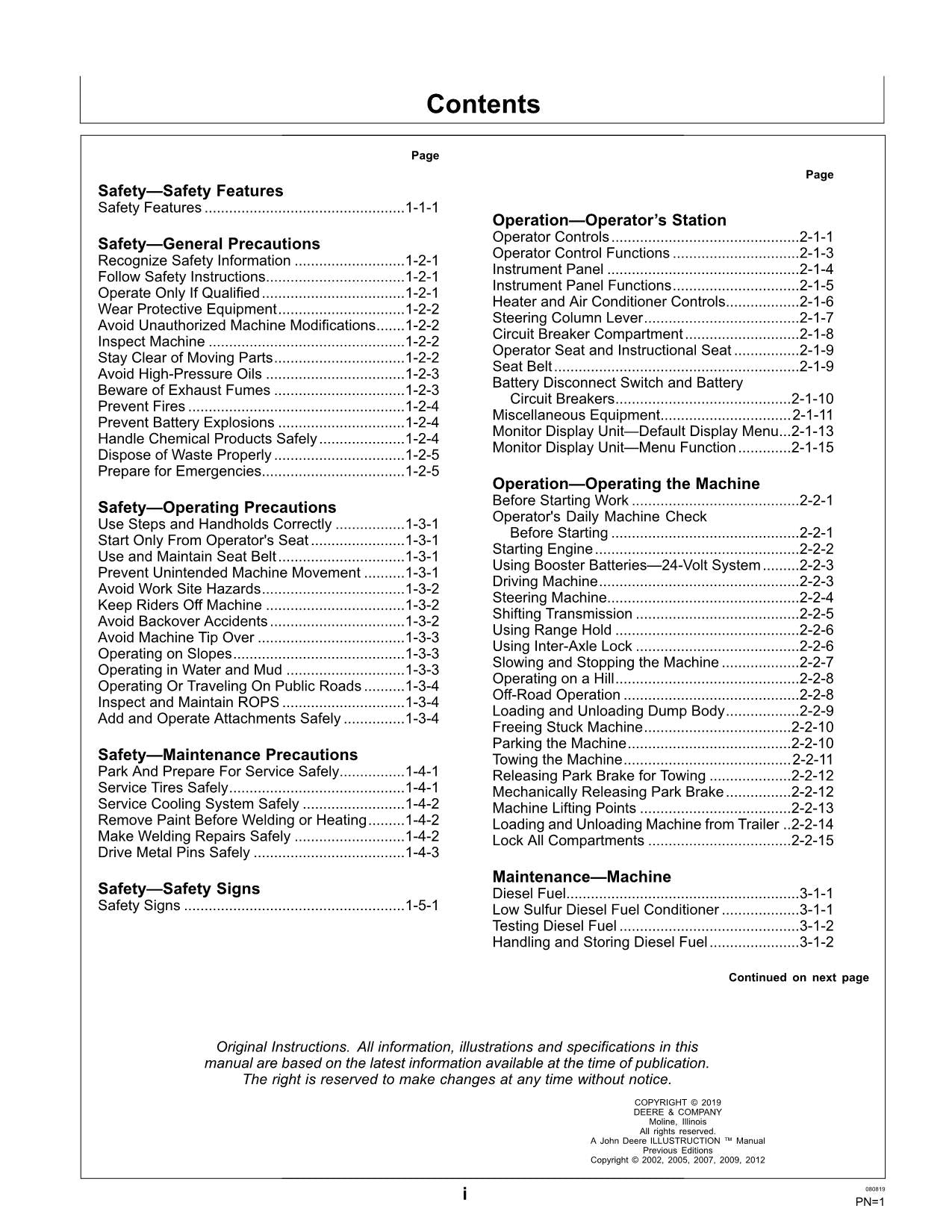 JOHN DEERE 250D 300D MULDENKIPPER WARTUNGS-BETRIEBSHANDBUCH #2