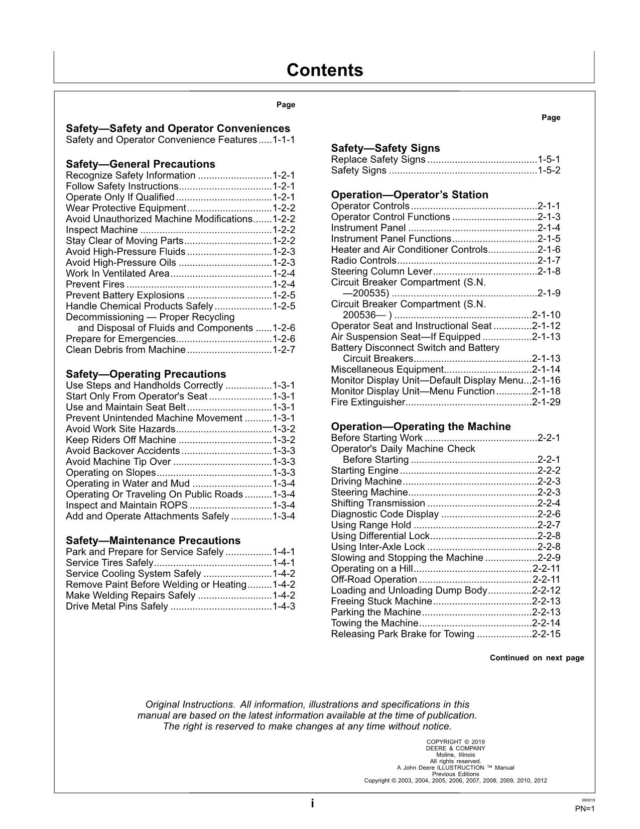 JOHN DEERE 350D 400D MULDENKIPPER WARTUNGS-BETRIEBSHANDBUCH #2