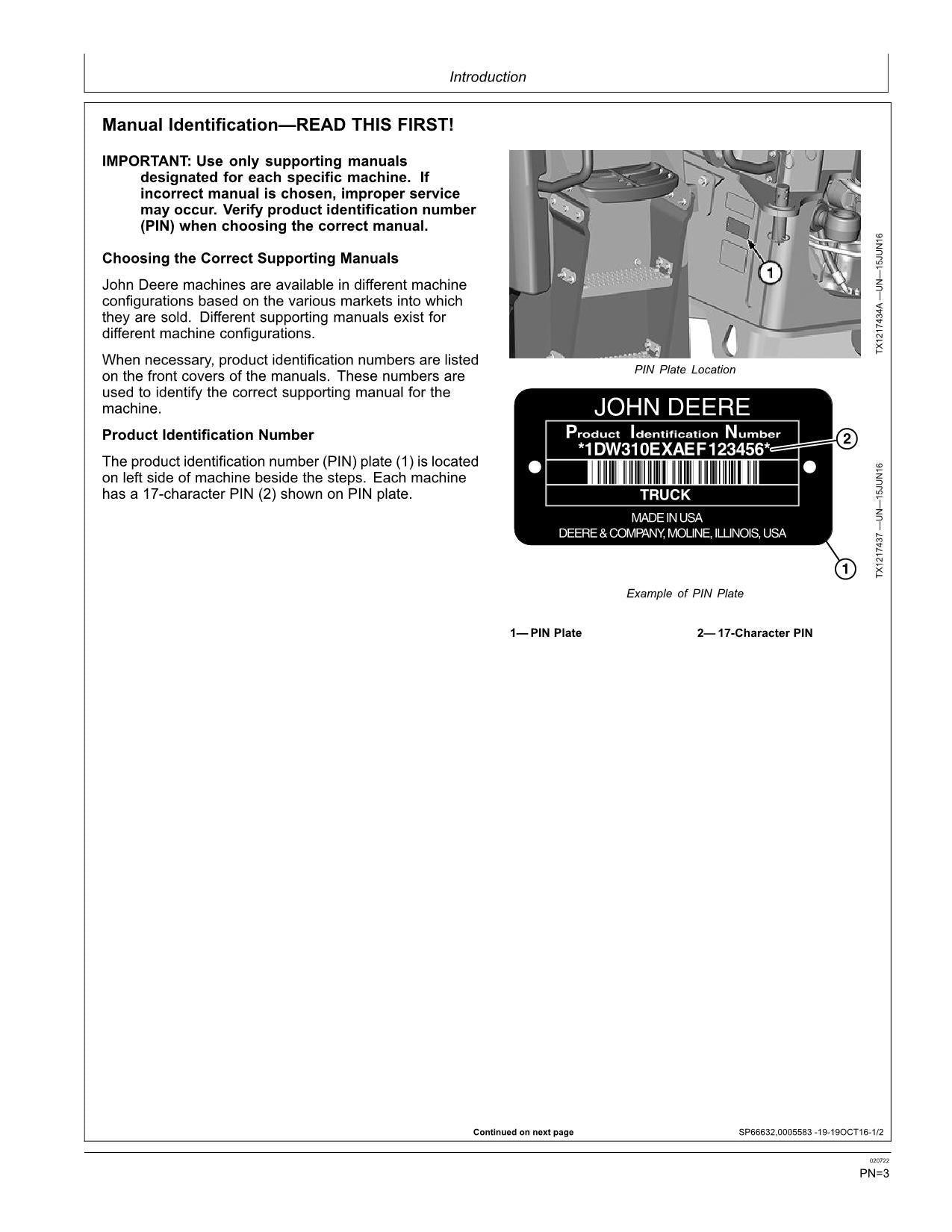 JOHN DEERE 260E 310E MULDENKIPPER WARTUNGS-BETRIEBSHANDBUCH #1