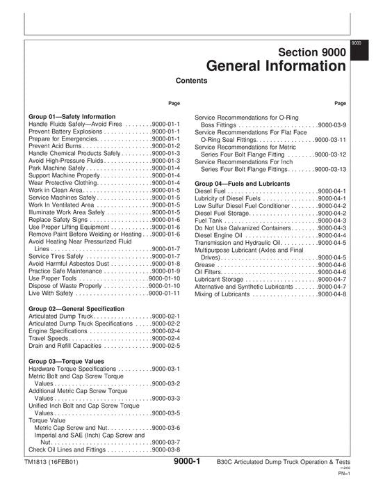 JOHN DEERE BELL B30C MULDENKIPPER - BETRIEBSTEST-SERVICEHANDBUCH