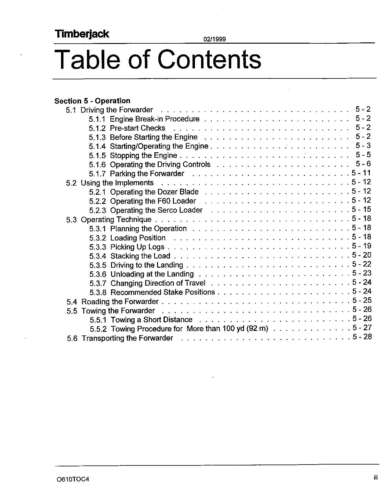 JOHN DEERE 610 FORWARDER OPERATORS MANUAL #2