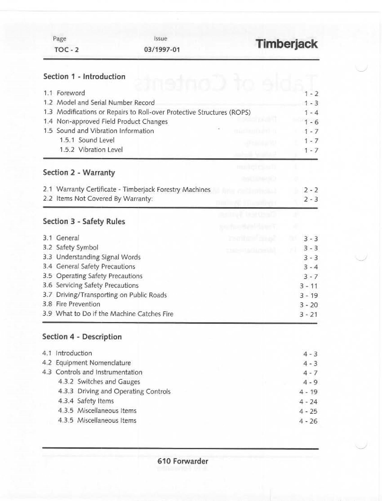 JOHN DEERE 610 FORWARDER OPERATORS MANUAL #4