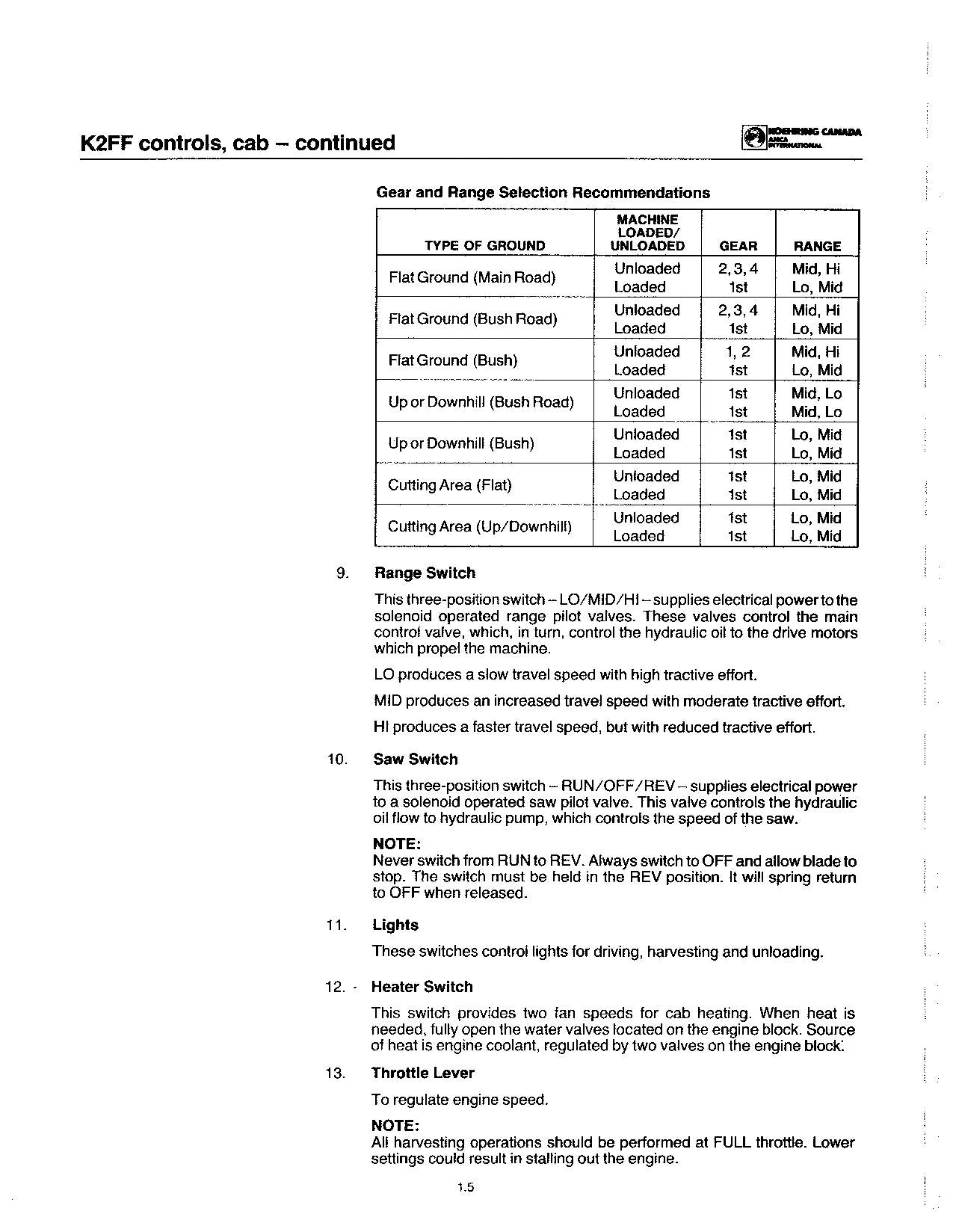 JOHN DEERE K2FF FORWARDER OPERATORS MANUAL