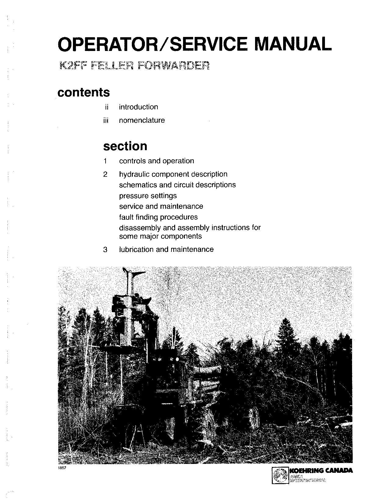 JOHN DEERE K2FF FORWARDER OPERATORS MANUAL