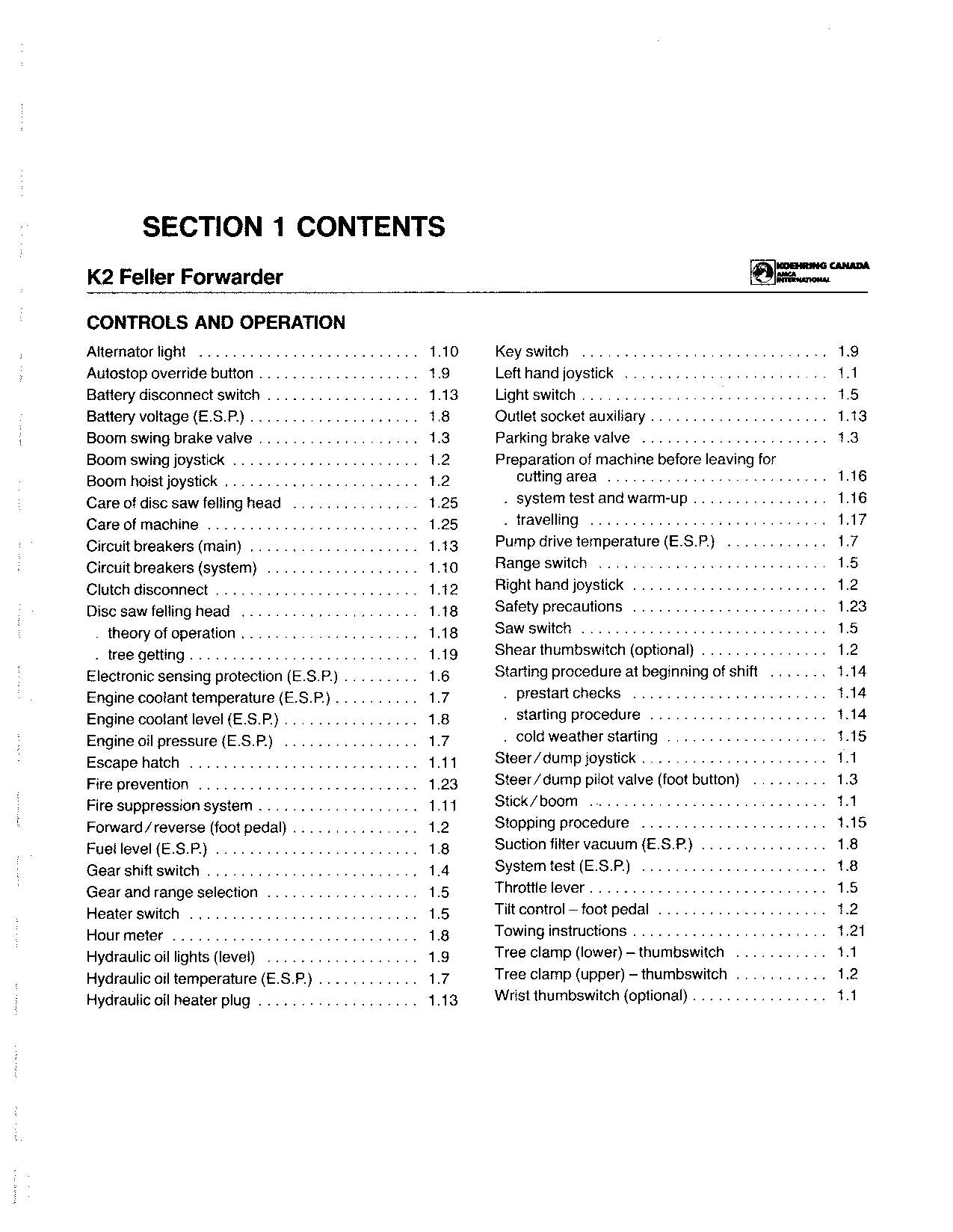 JOHN DEERE K2FF FORWARDER OPERATORS MANUAL