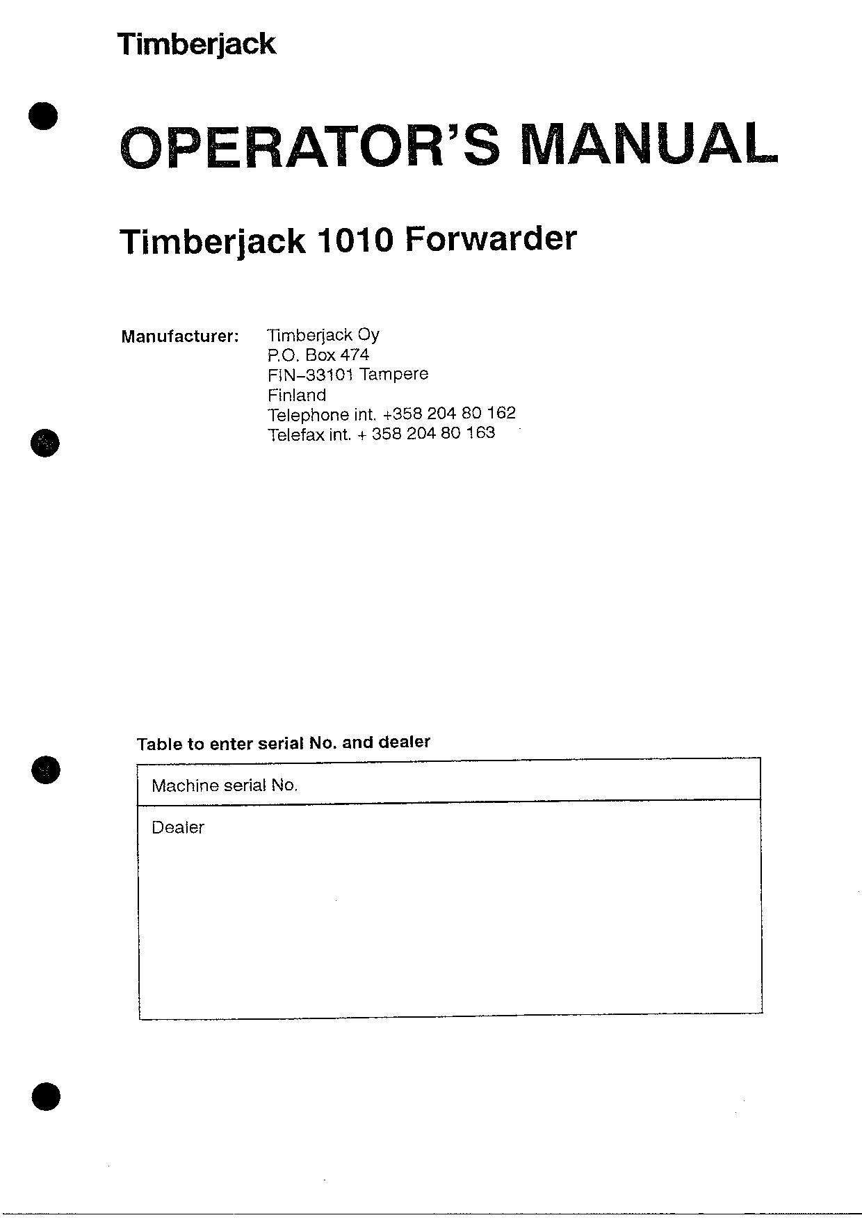 JOHN DEERE 1010 FORWARDER OPERATORS MANUAL #1