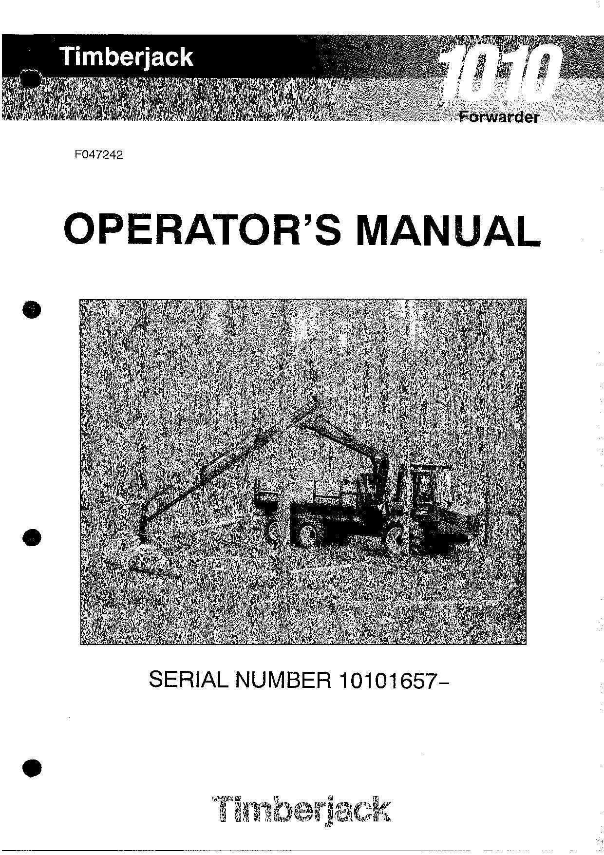 JOHN DEERE 1010 FORWARDER OPERATORS MANUAL #1