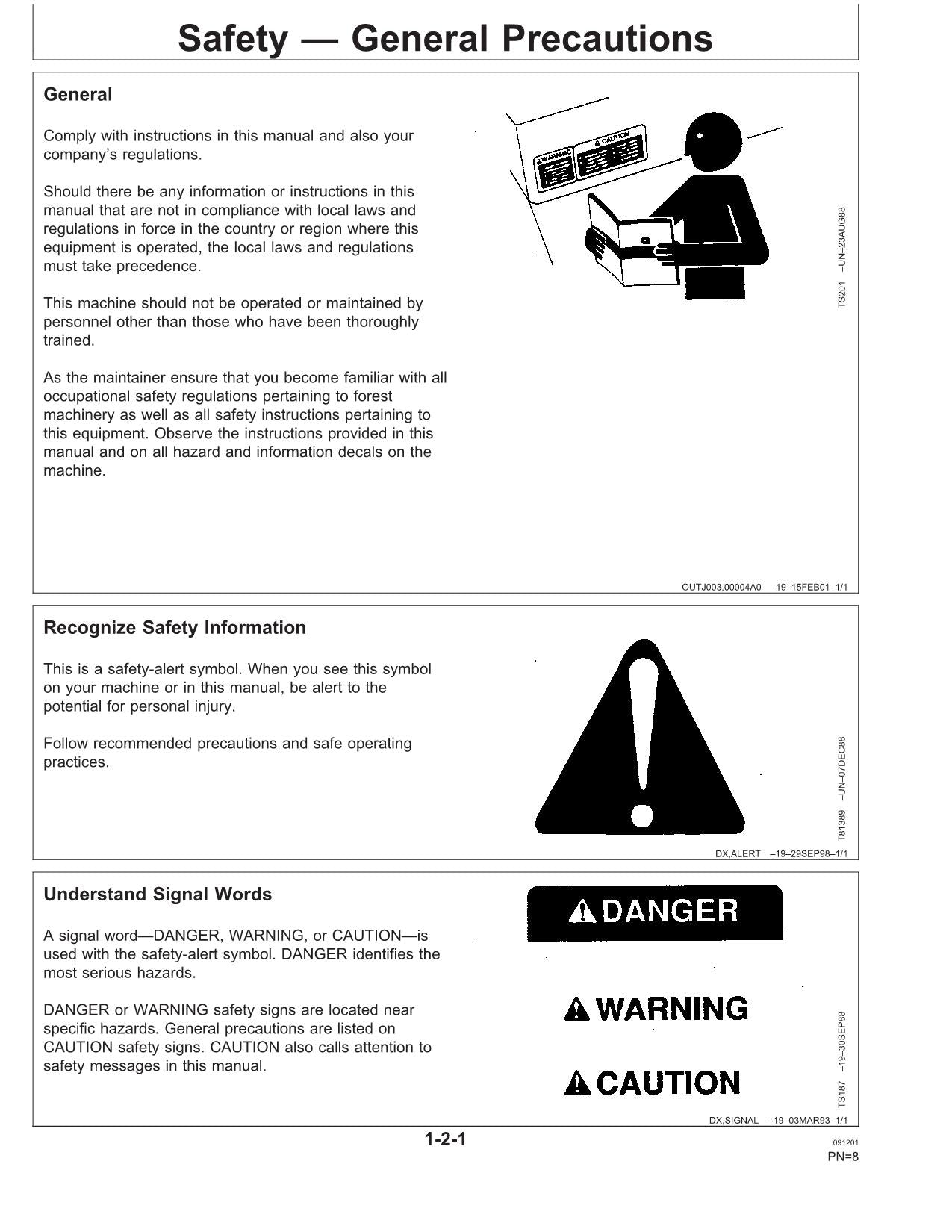 JOHN DEERE 1110NA FORWARDER OPERATORS MANUAL #2