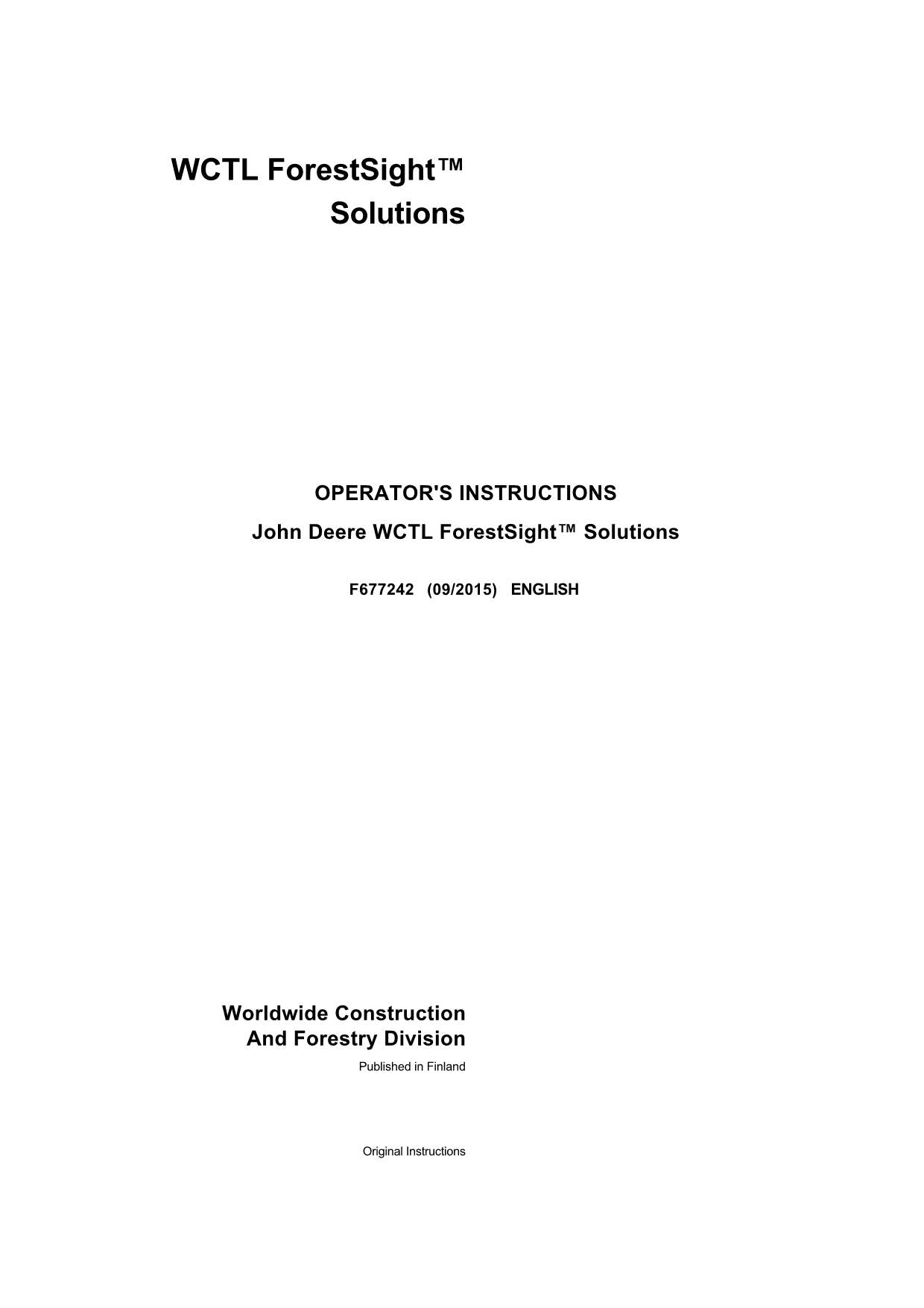 JOHN DEERE 810E 1470E 1270G 6W 1470G 1910G 1270G 8W FORWARDER OPERATORS MANUAL