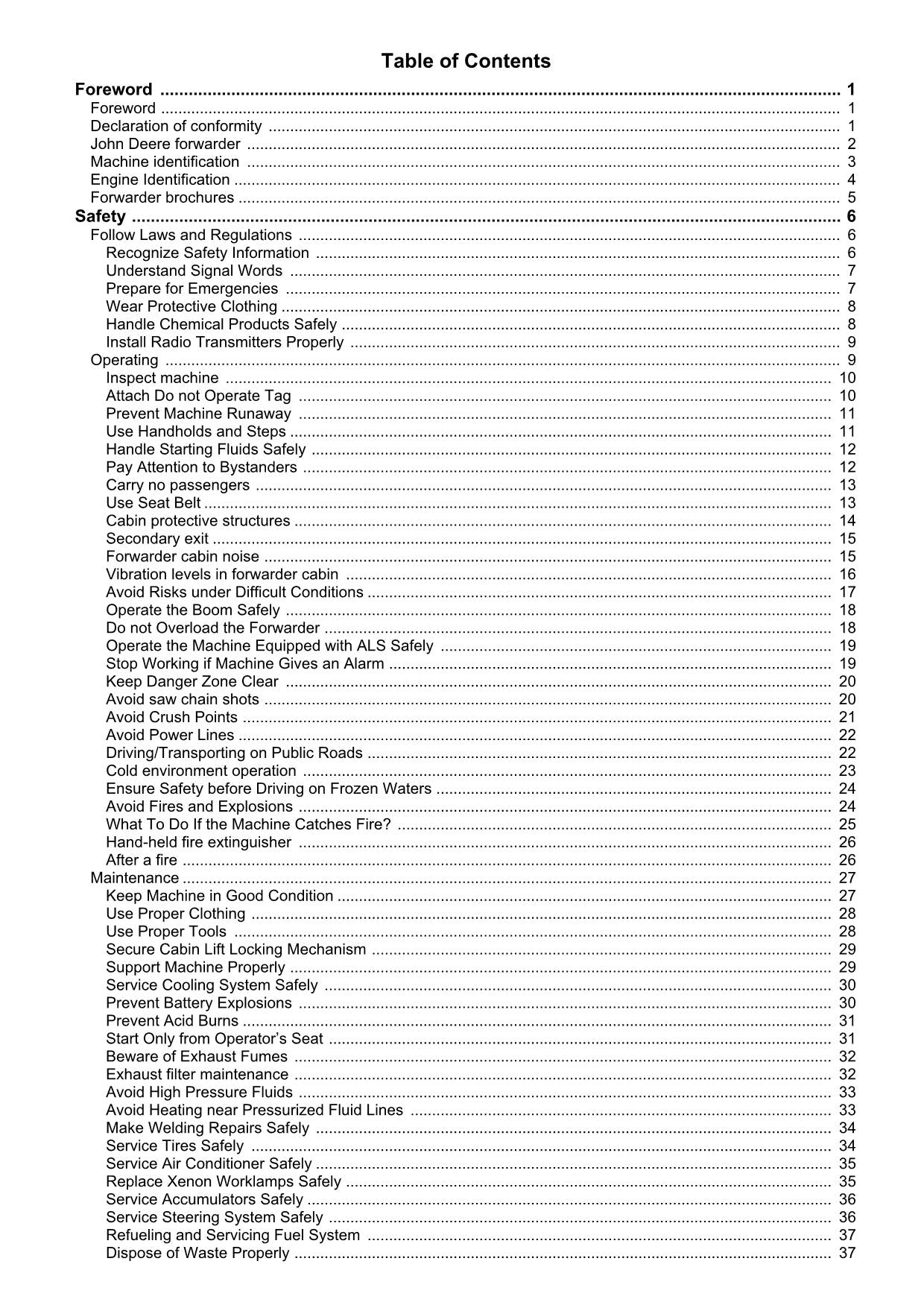 JOHN DEERE 1110E T3 FFC FORWARDER OPERATORS MANUAL