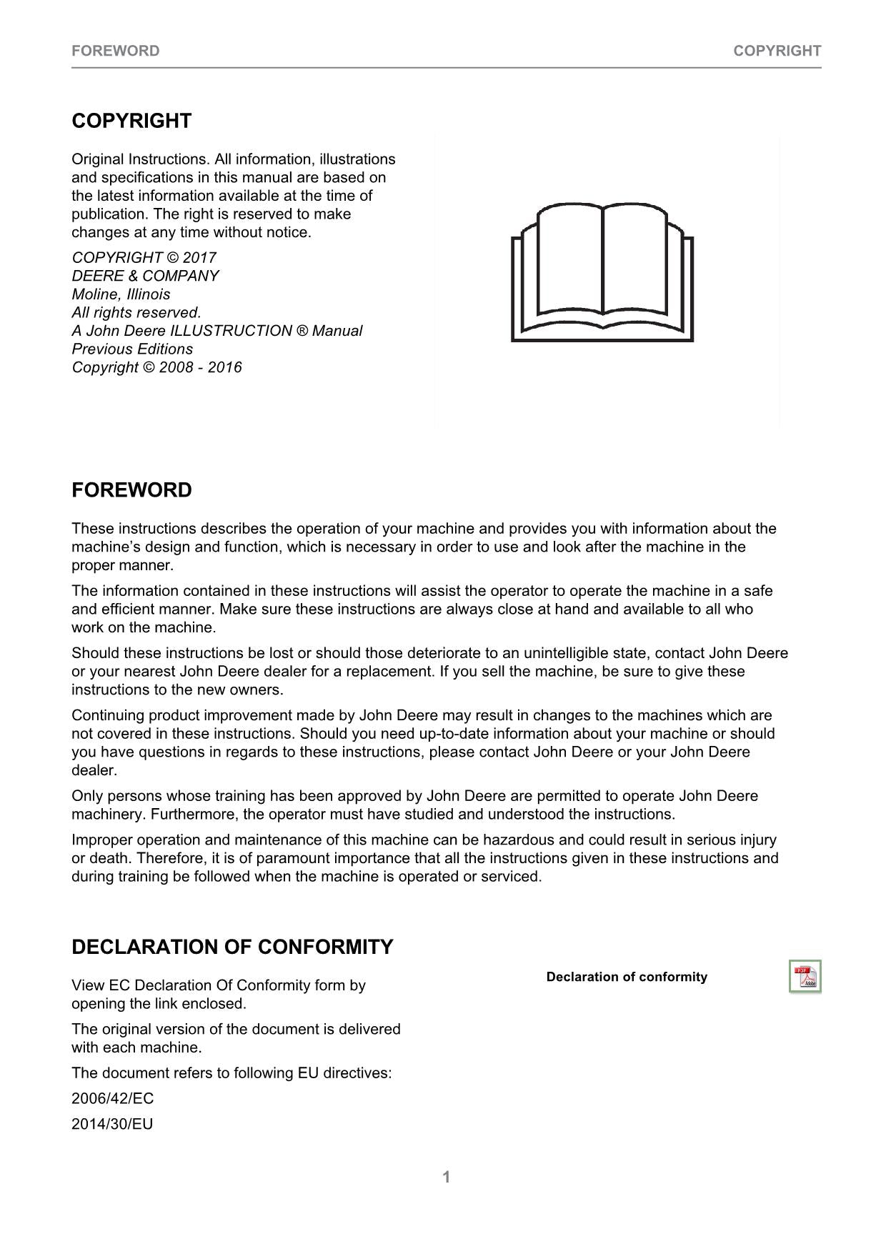 JOHN DEERE 1210E IT4 FFC 1510E IT4 FFC 1110E IT4 FFC FORWARDER OPERATORS MANUAL