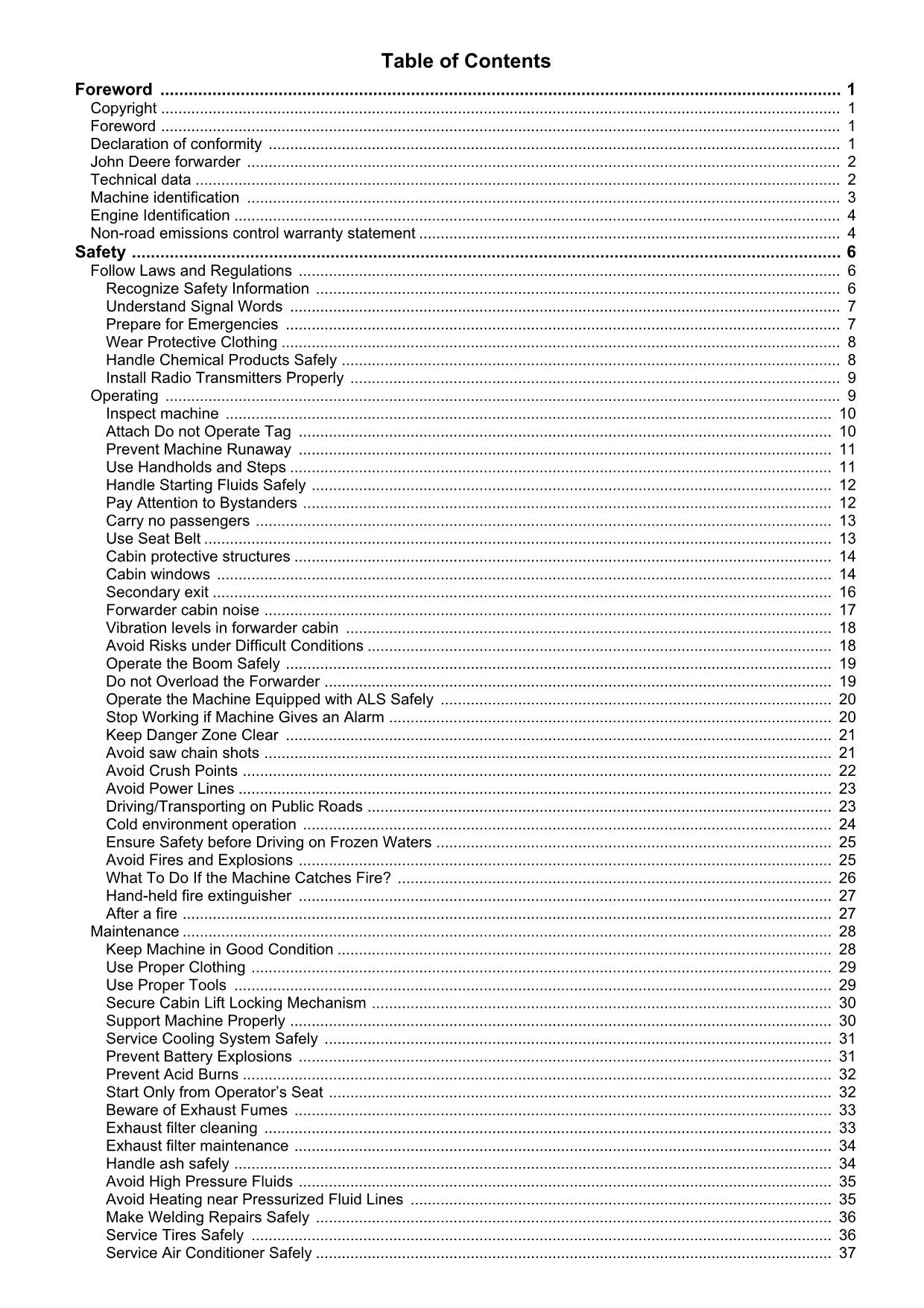 JOHN DEERE 1210E IT4 FFC 1510E IT4 FFC 1110E IT4 FFC FORWARDER OPERATORS MANUAL