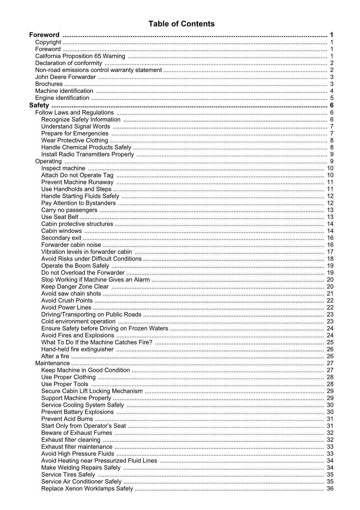 JOHN DEERE 1910G FORWARDER OPERATORS MANUAL #1