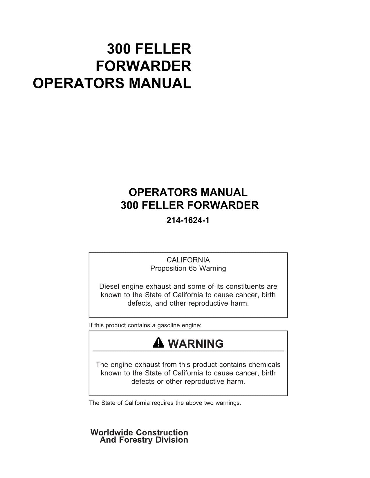 JOHN DEERE 330 FORWARDER BEDIENUNGSANLEITUNG