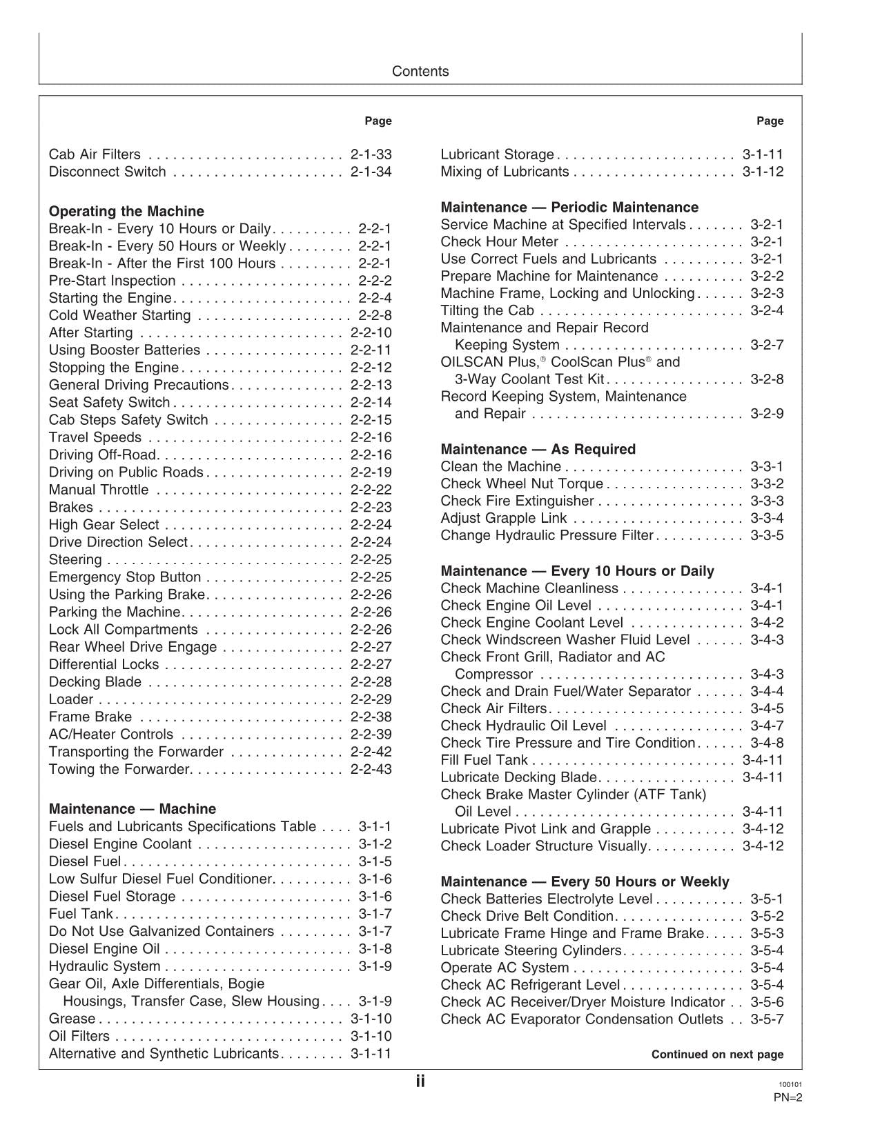 JOHN DEERE 1058 FORWARDER OPERATORS MANUAL #2