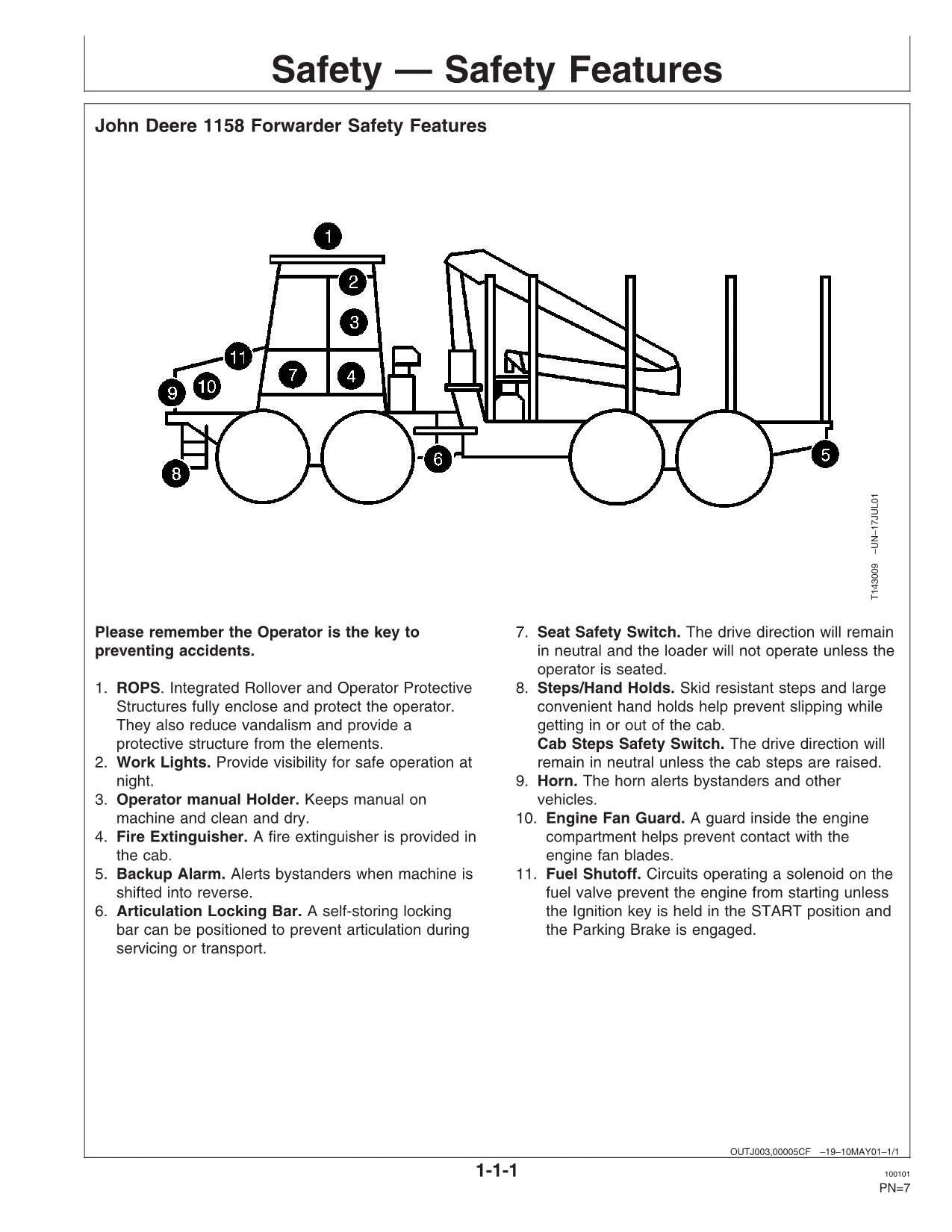 JOHN DEERE 1158 FORWARDER OPERATORS MANUAL