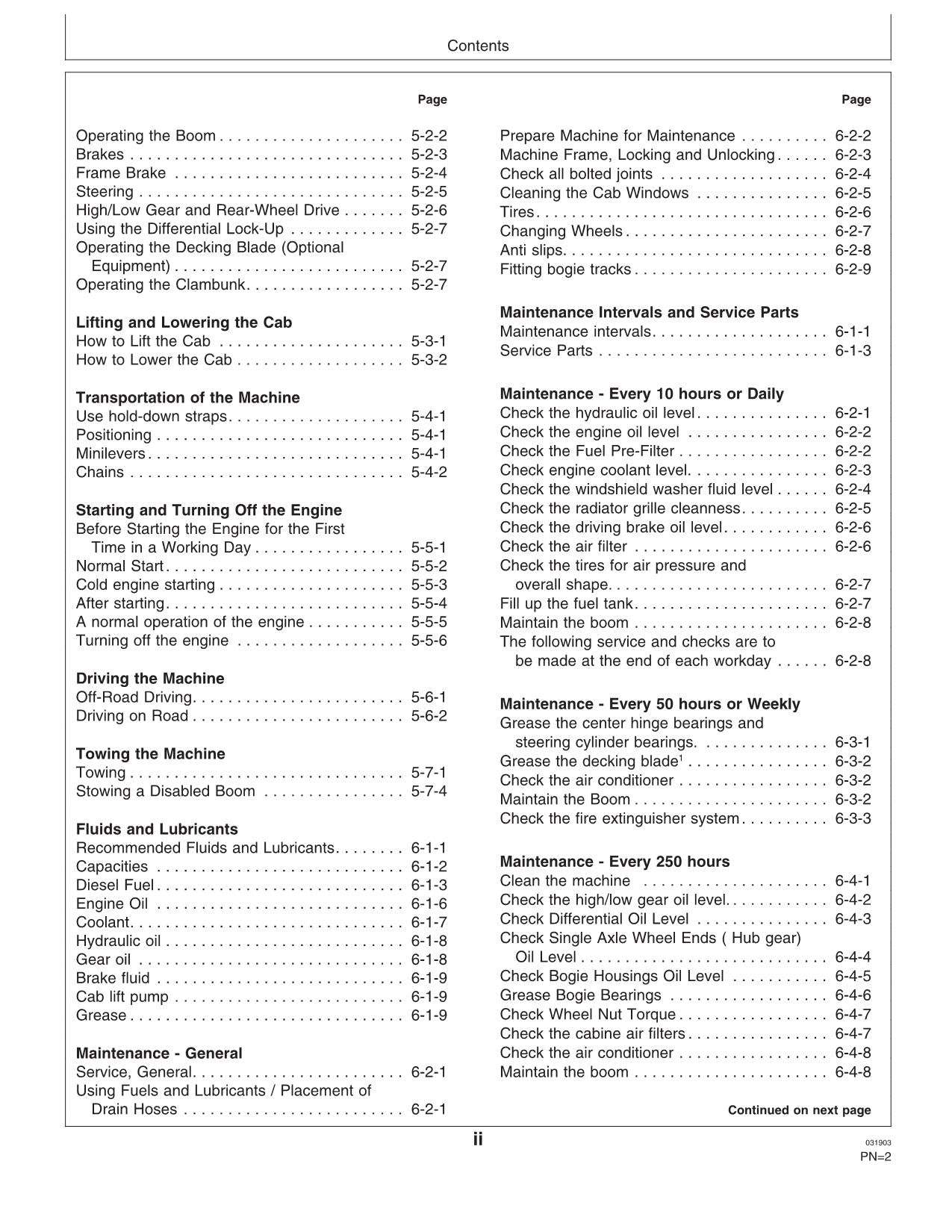 JOHN DEERE 1410D FORWARDER OPERATORS MANUAL #2