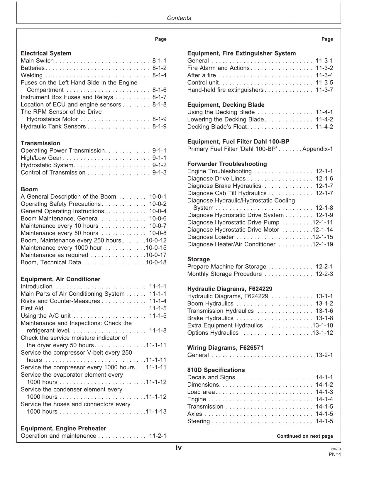 JOHN DEERE 810D FORWARDER OPERATORS MANUAL #2