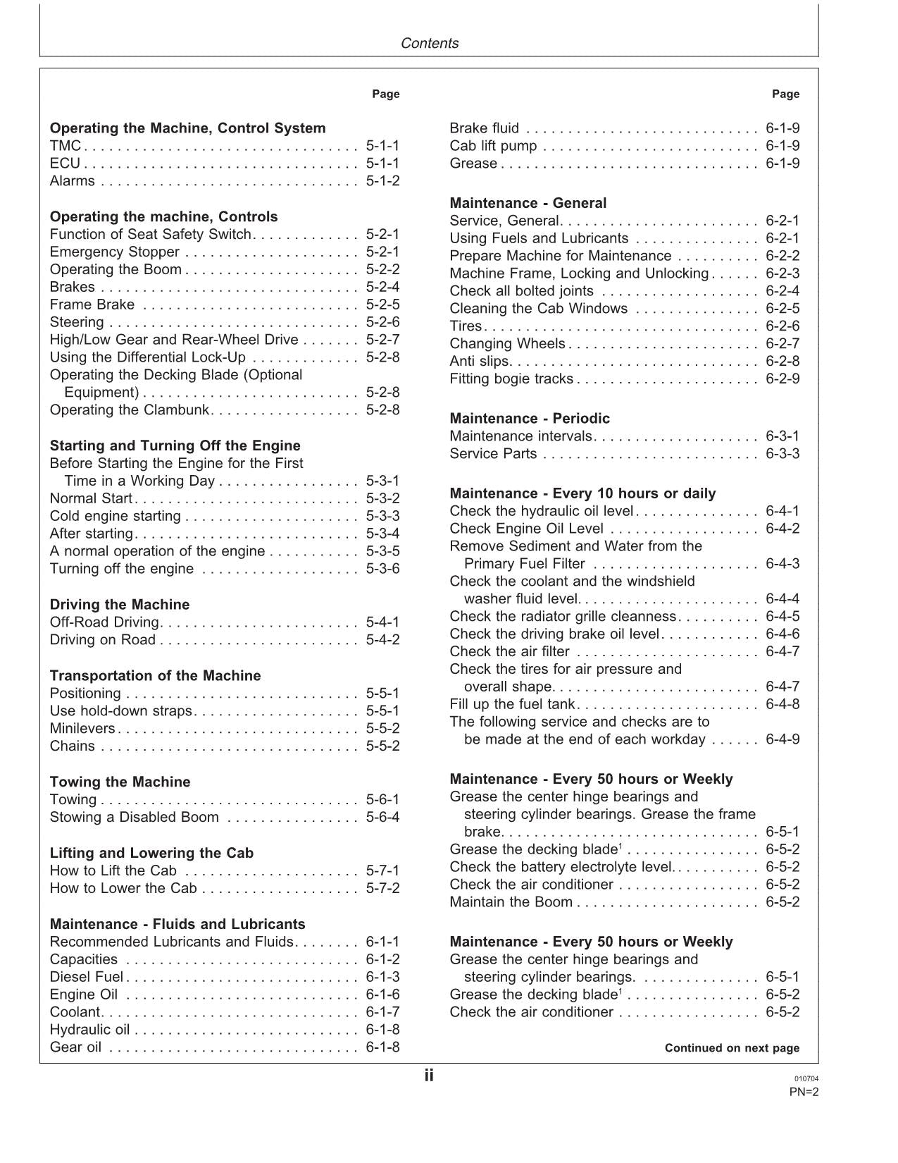 JOHN DEERE 810D FORWARDER OPERATORS MANUAL #2