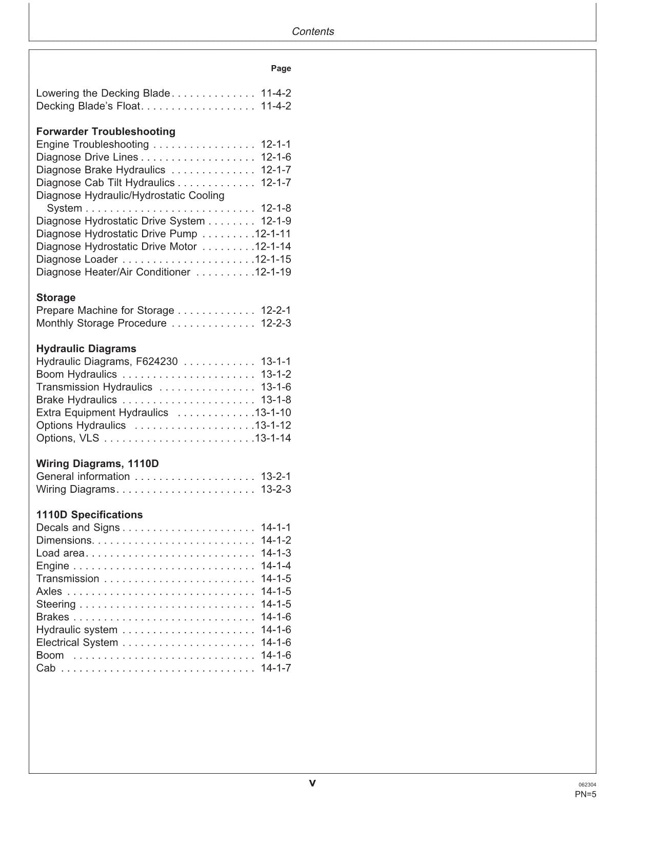 JOHN DEERE 1110D FORWARDER-BETRIEBSHANDBUCH NR. 3