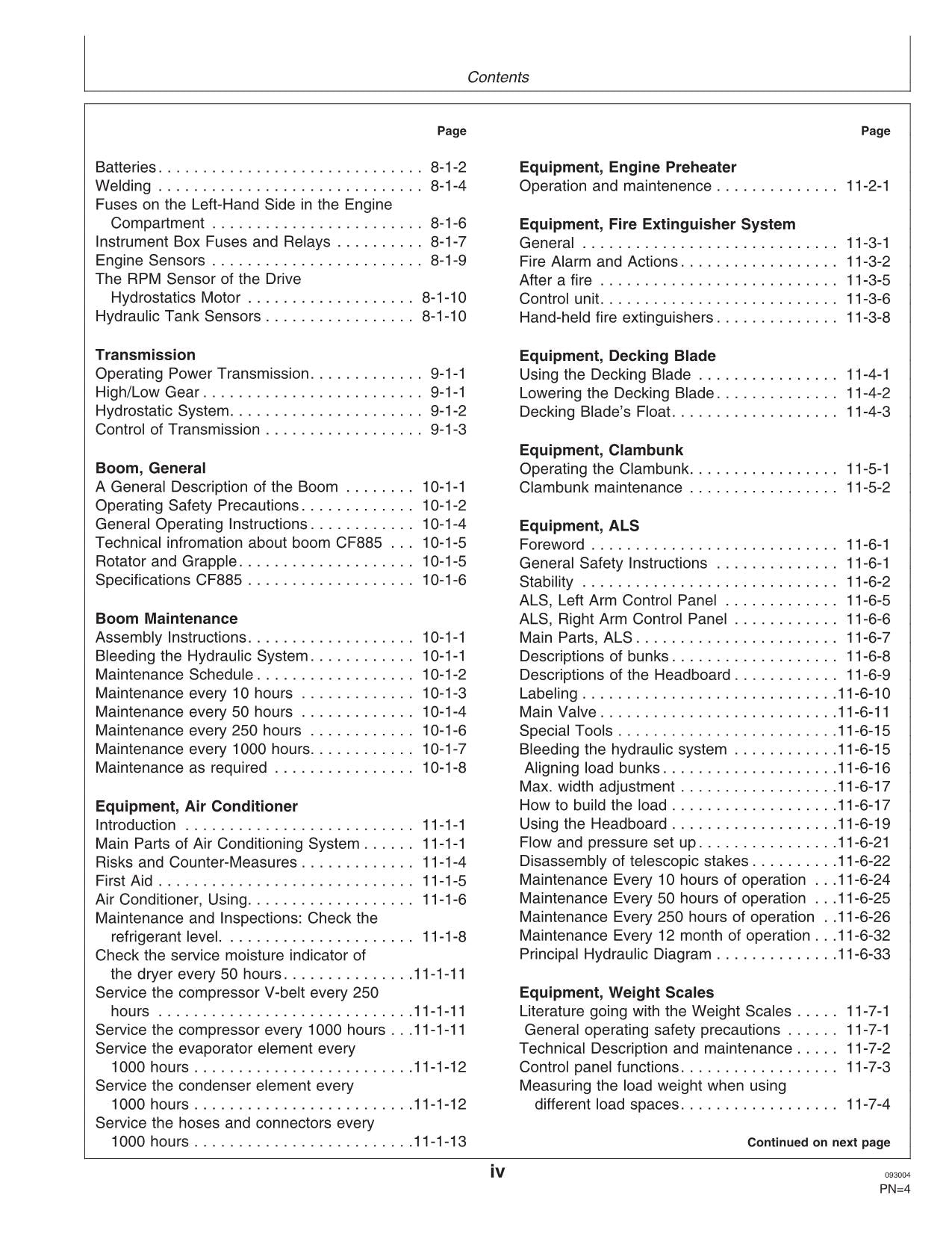 JOHN DEERE 1710D FORWARDER-BETRIEBSHANDBUCH NR. 4