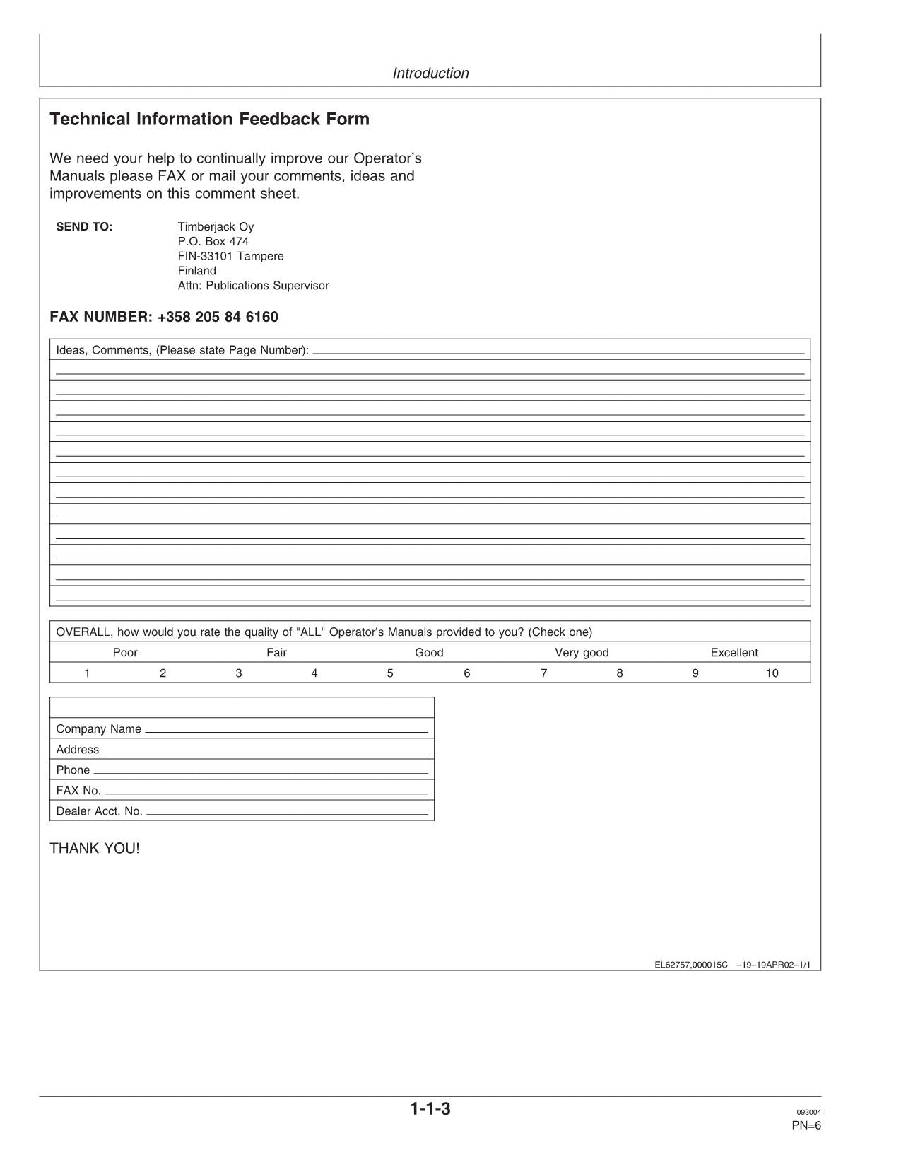 JOHN DEERE 1710D FORWARDER-BETRIEBSHANDBUCH NR. 4