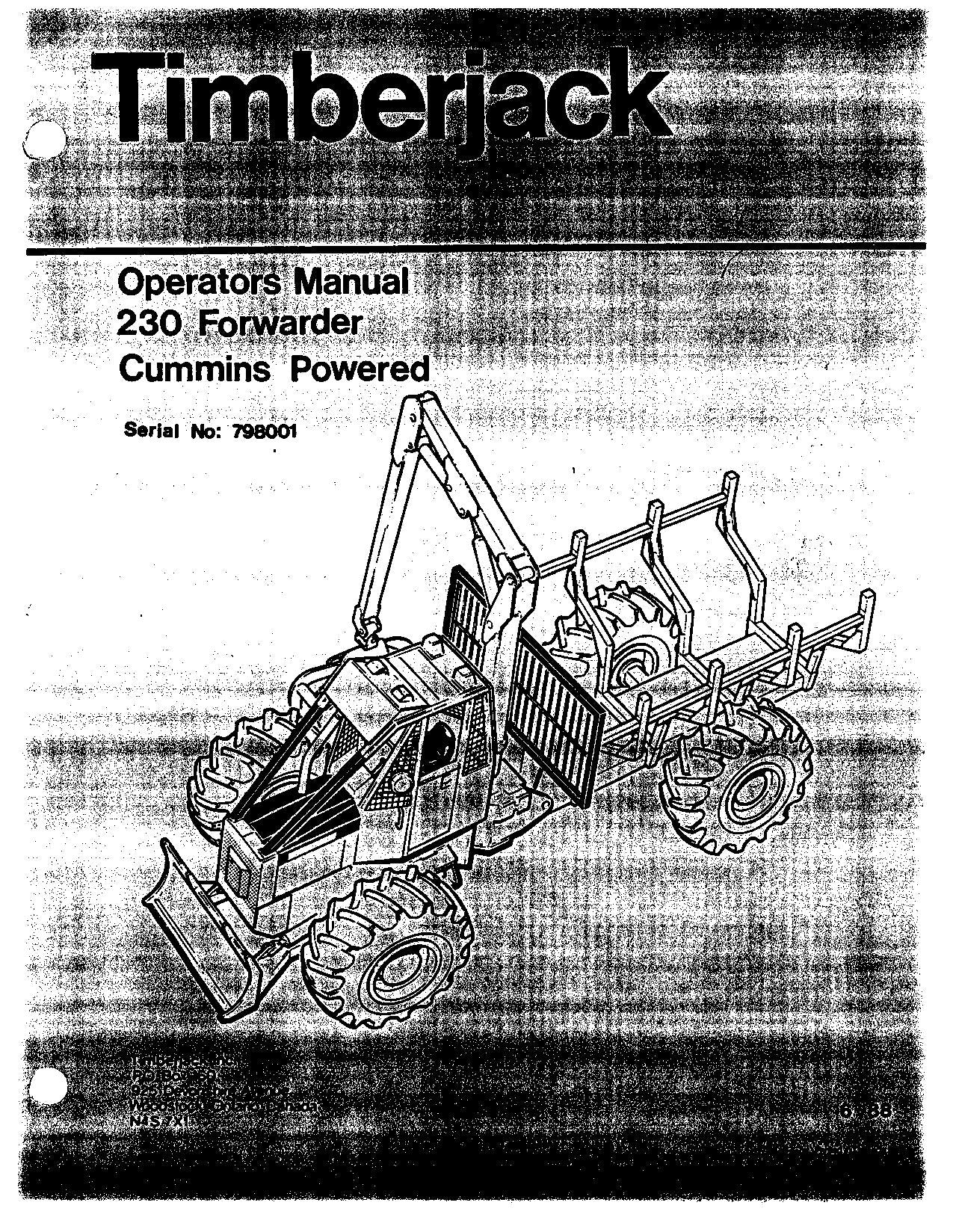 JOHN DEERE 230 FORWARDER OPERATORS MANUAL #1