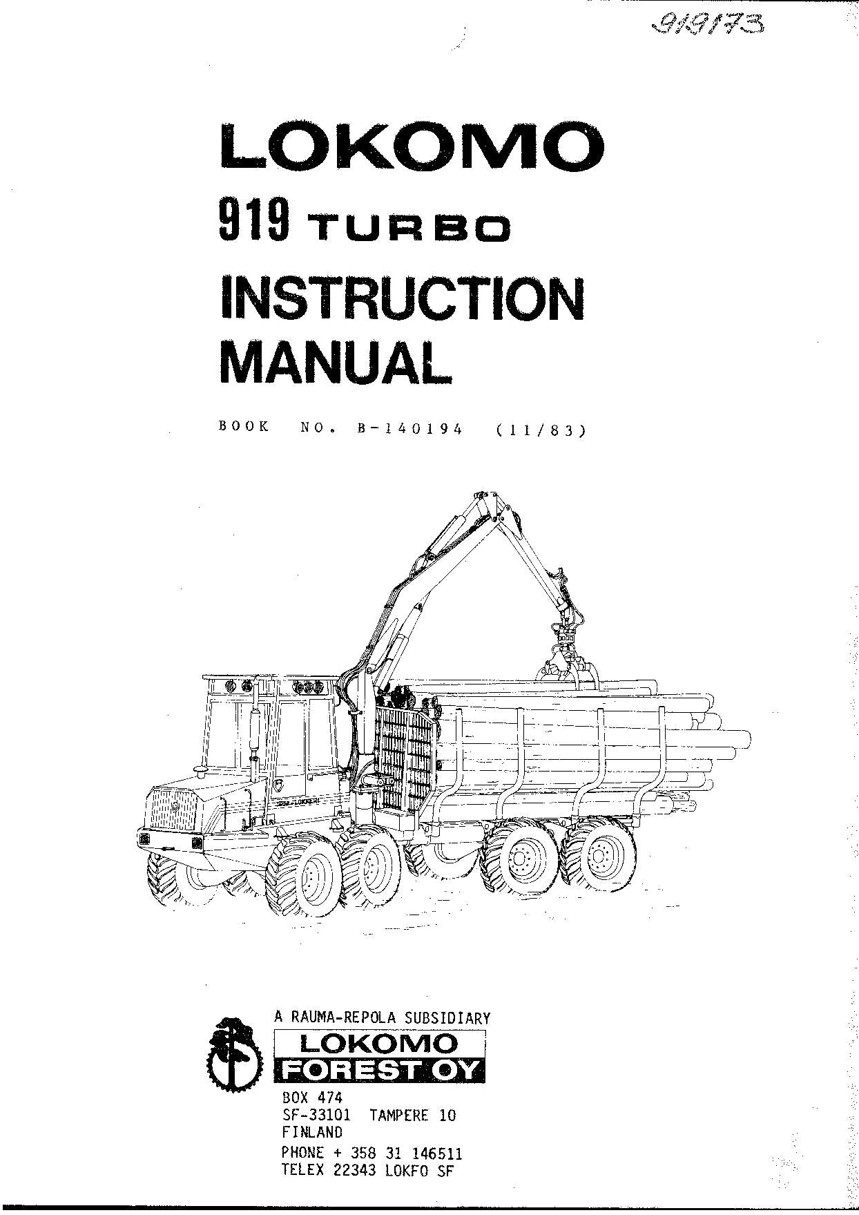 JOHN DEERE 919 FORWARDER OPERATORS MANUAL