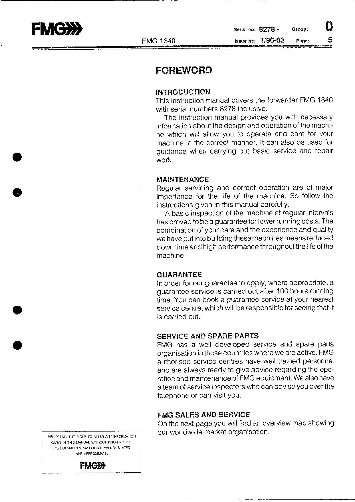 JOHN DEERE 1840 FORWARDER OPERATORS MANUAL