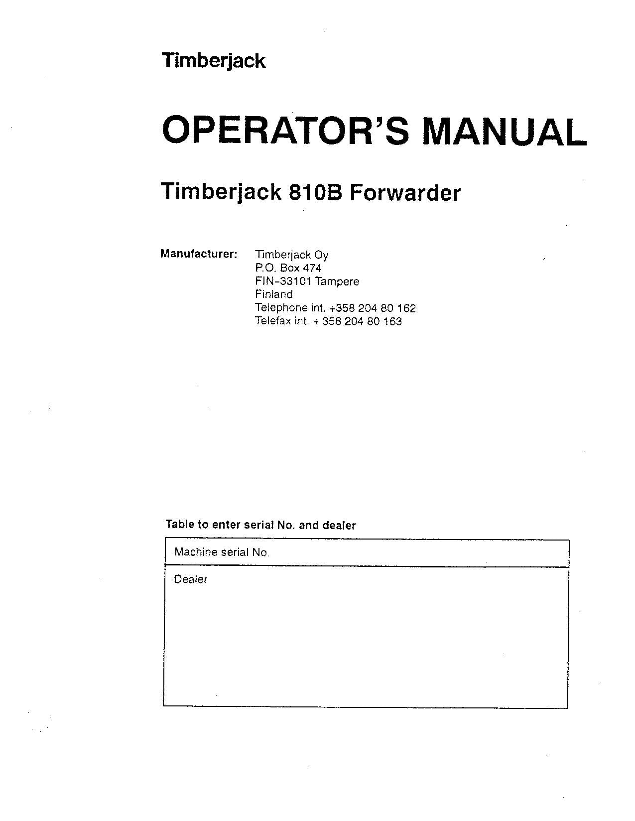 JOHN DEERE 810B FORWARDER BEDIENUNGSANLEITUNG 8100355-