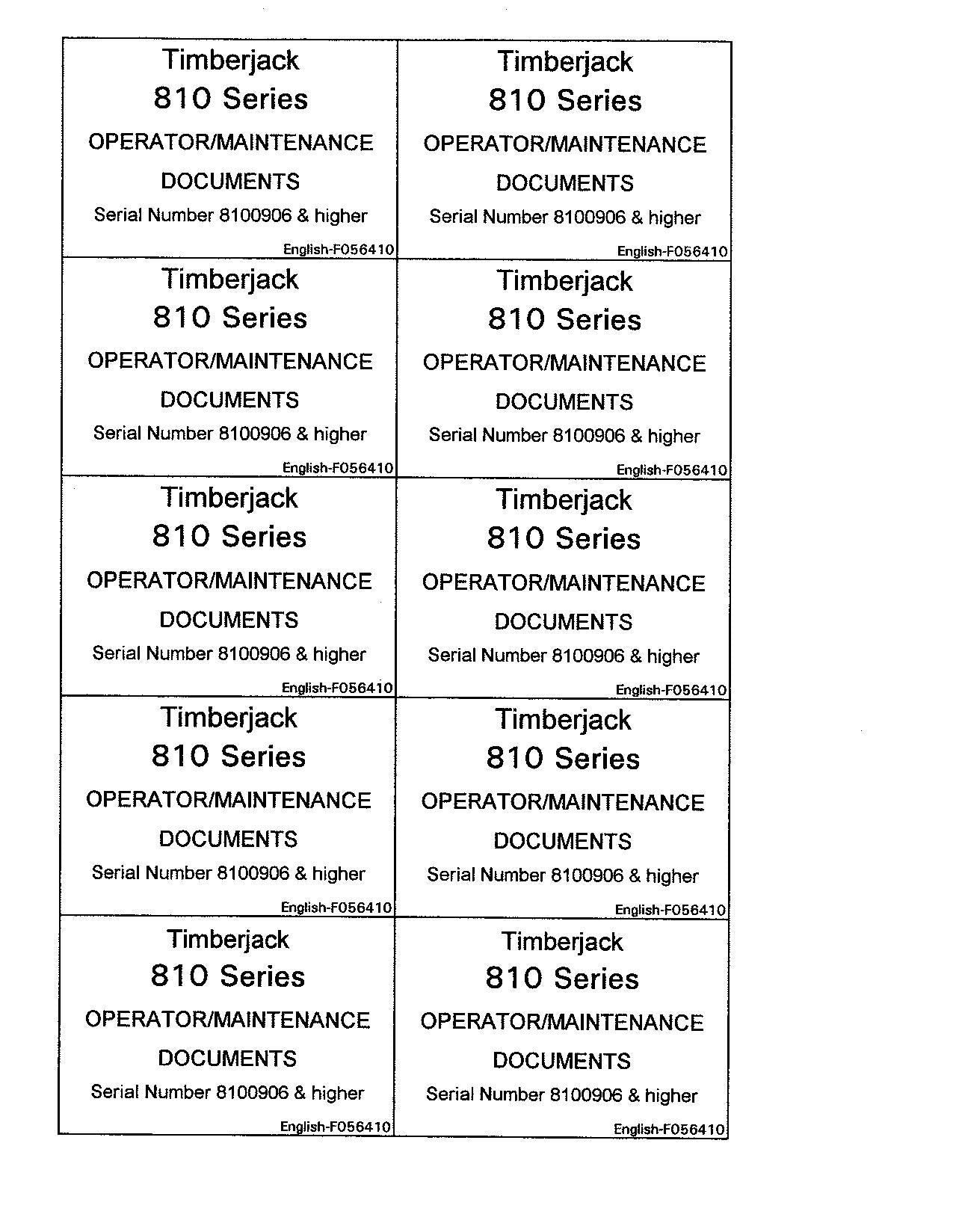 JOHN DEERE 810B FORWARDER OPERATORS MANUAL