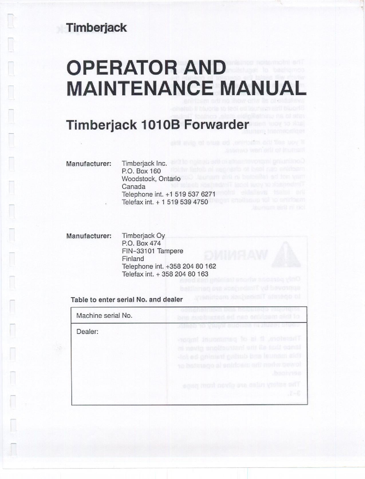 JOHN DEERE 1010B FORWARDER OPERATORS MANUAL #4