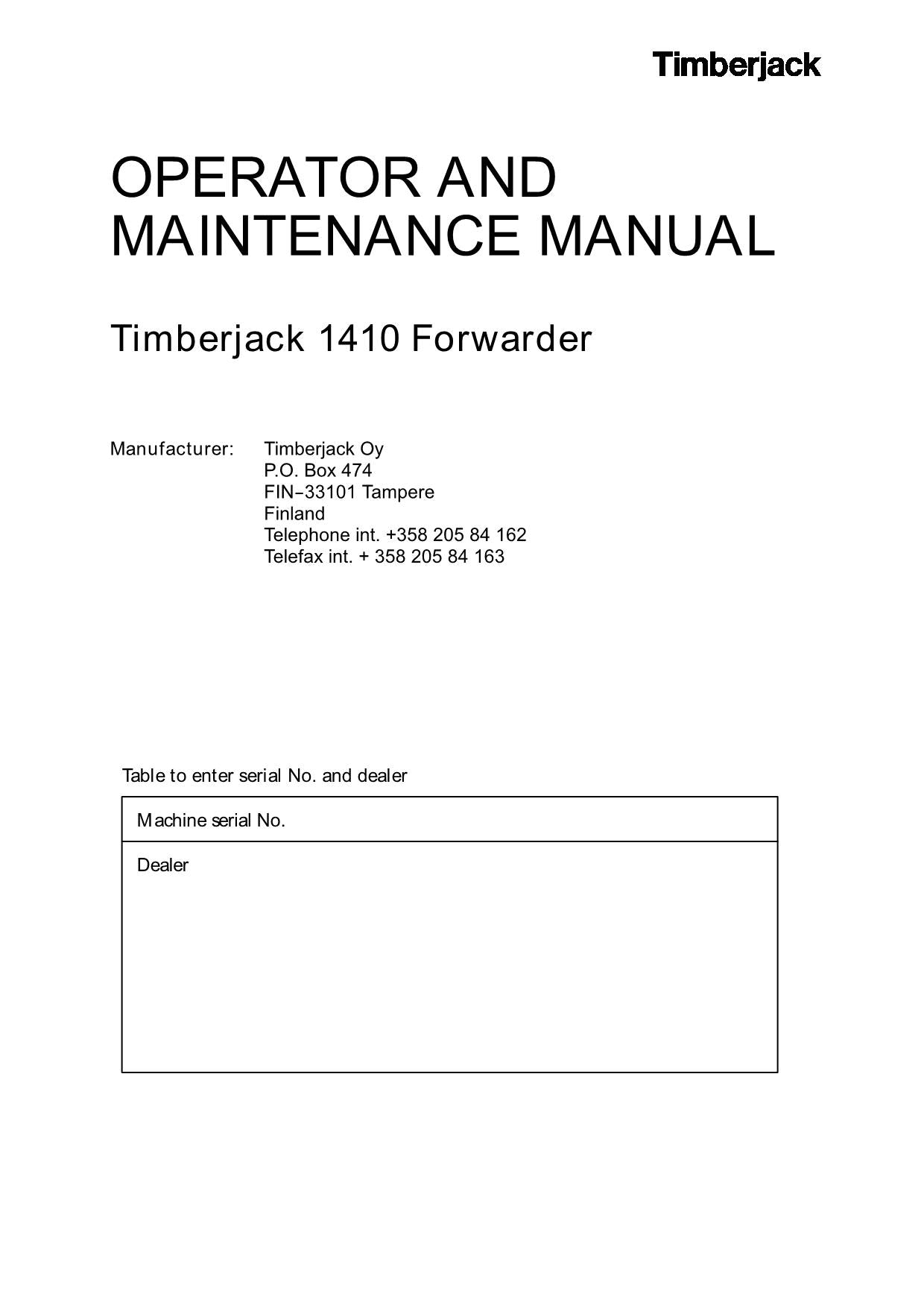 JOHN DEERE 1410 FORWARDER OPERATORS MANUAL #2