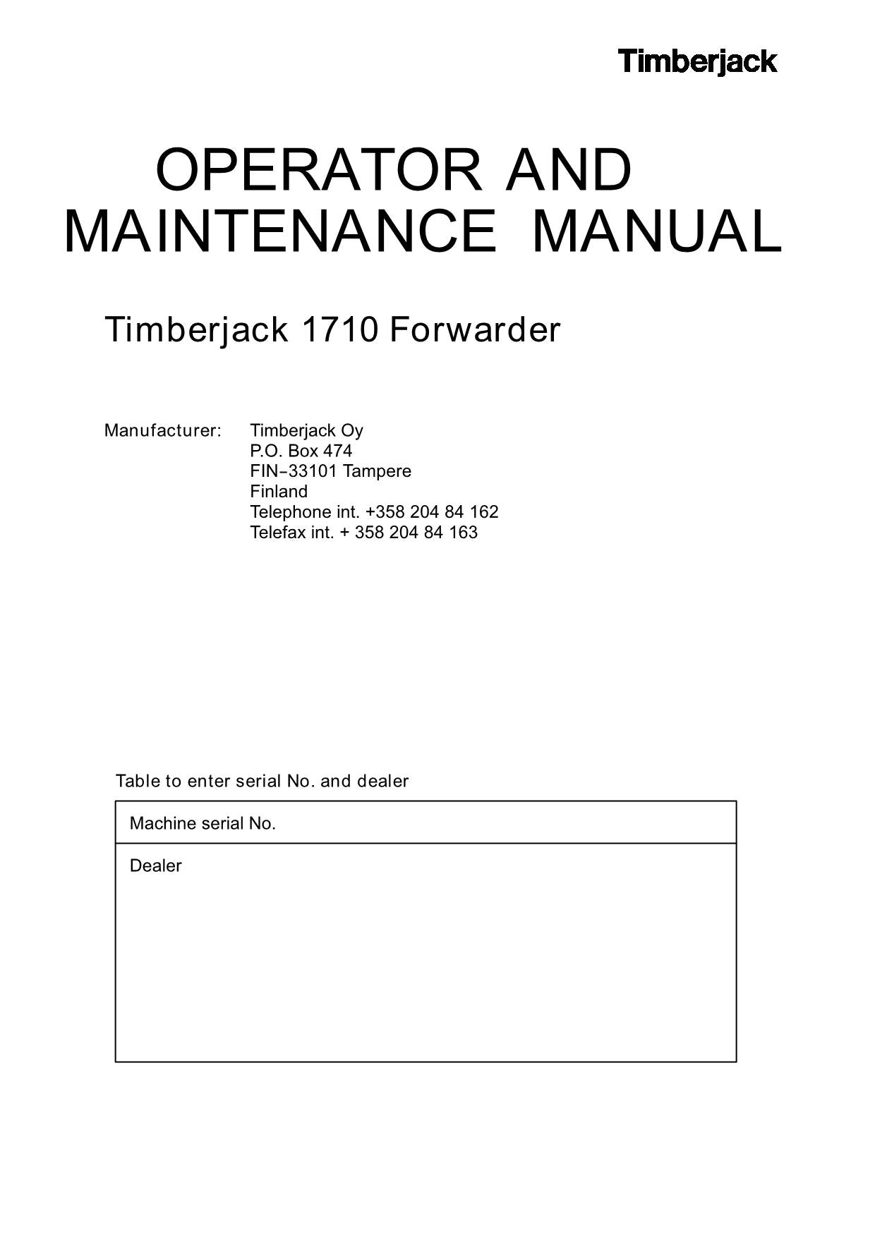 JOHN DEERE 1710 FORWARDER OPERATORS MANUAL #1