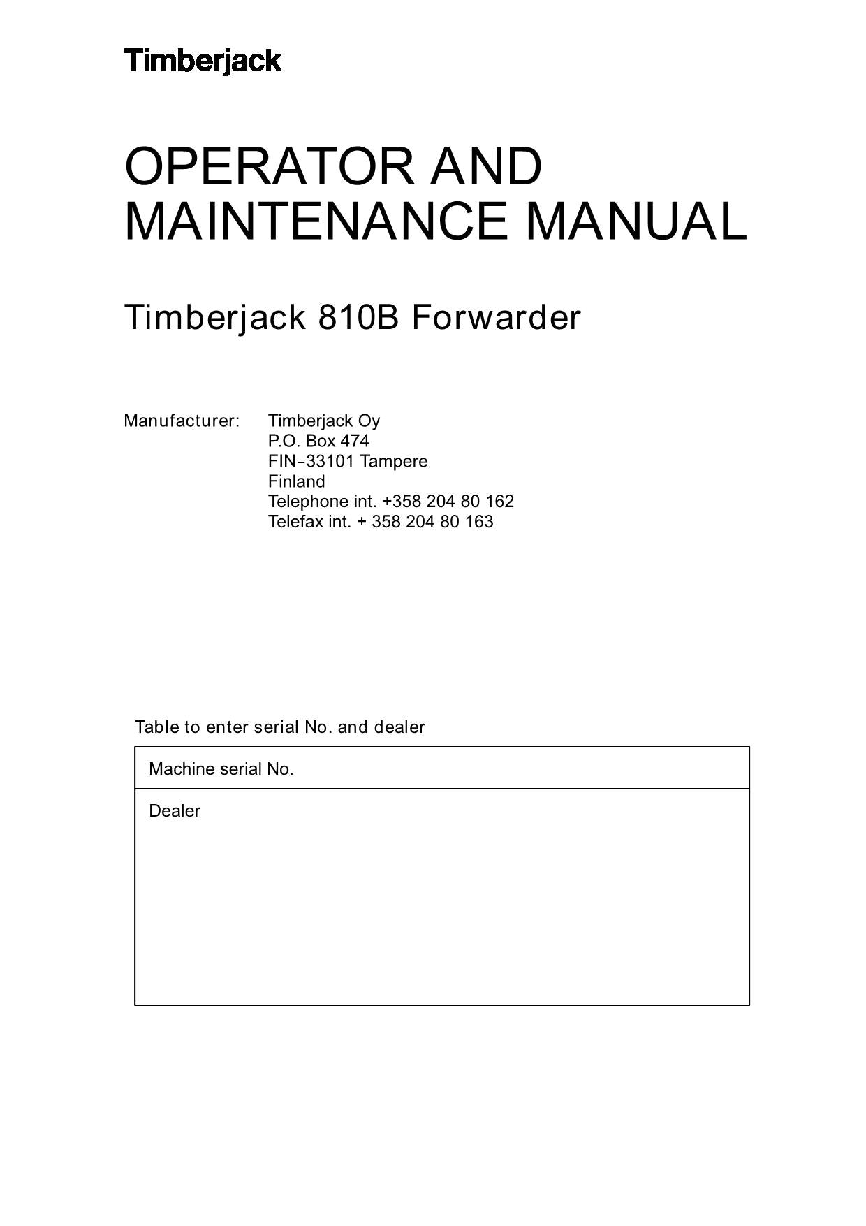 JOHN DEERE 810B FORWARDER OPERATORS MANUAL 17DA0957-