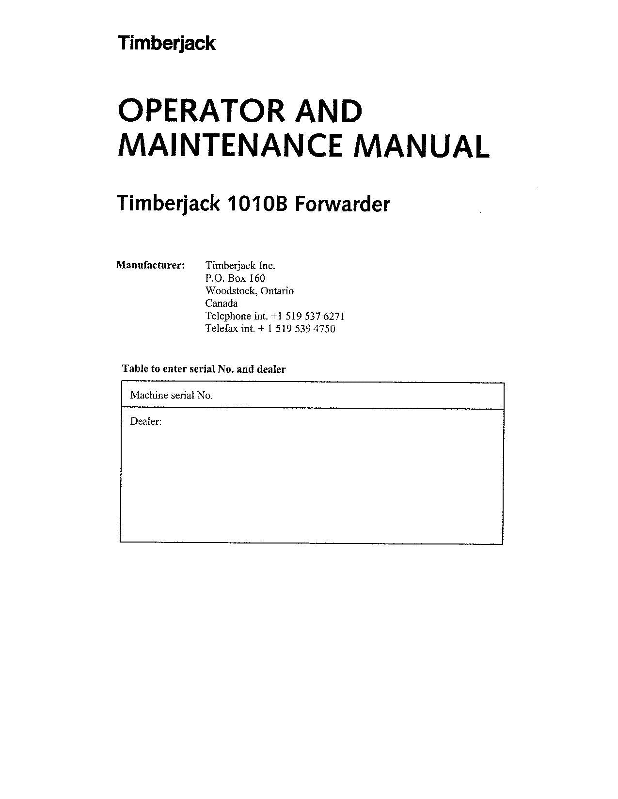 JOHN DEERE 1010B FORWARDER-BETRIEBSHANDBUCH Nr. 6