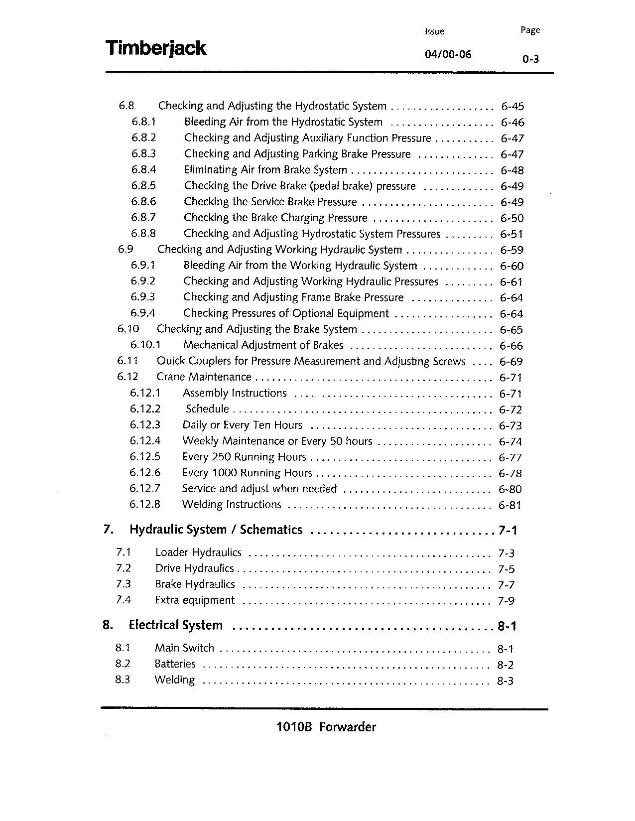 JOHN DEERE 1010B FORWARDER-BETRIEBSHANDBUCH Nr. 6