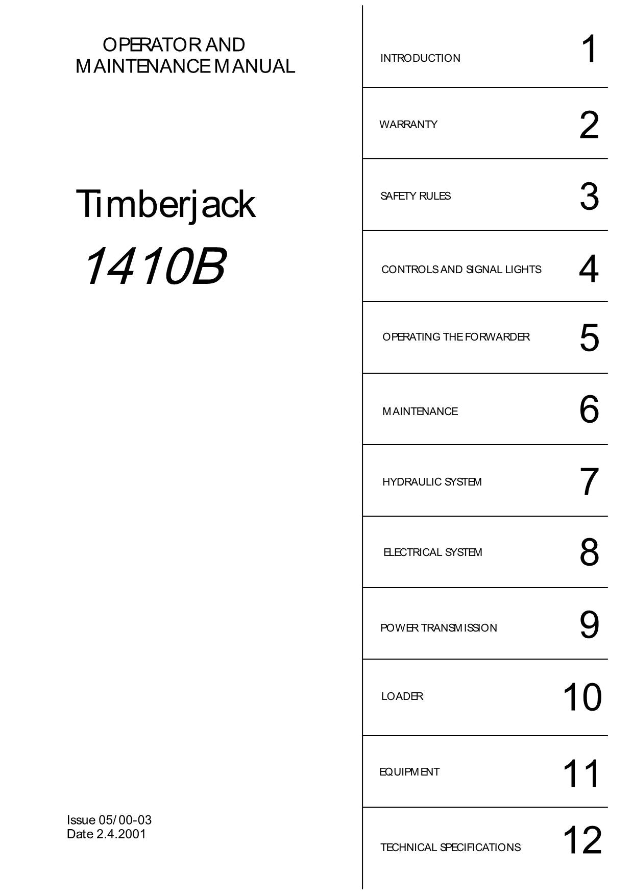 JOHN DEERE 1410B FORWARDER OPERATORS MANUAL #1