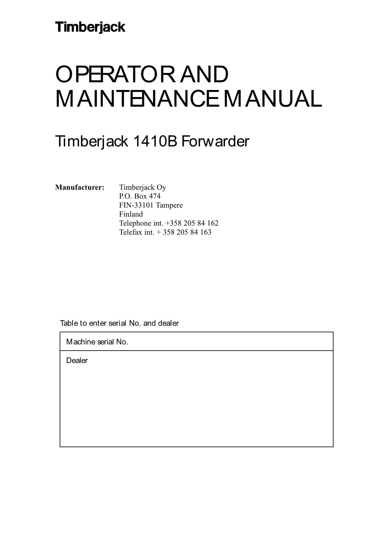 JOHN DEERE 1410B FORWARDER OPERATORS MANUAL #1