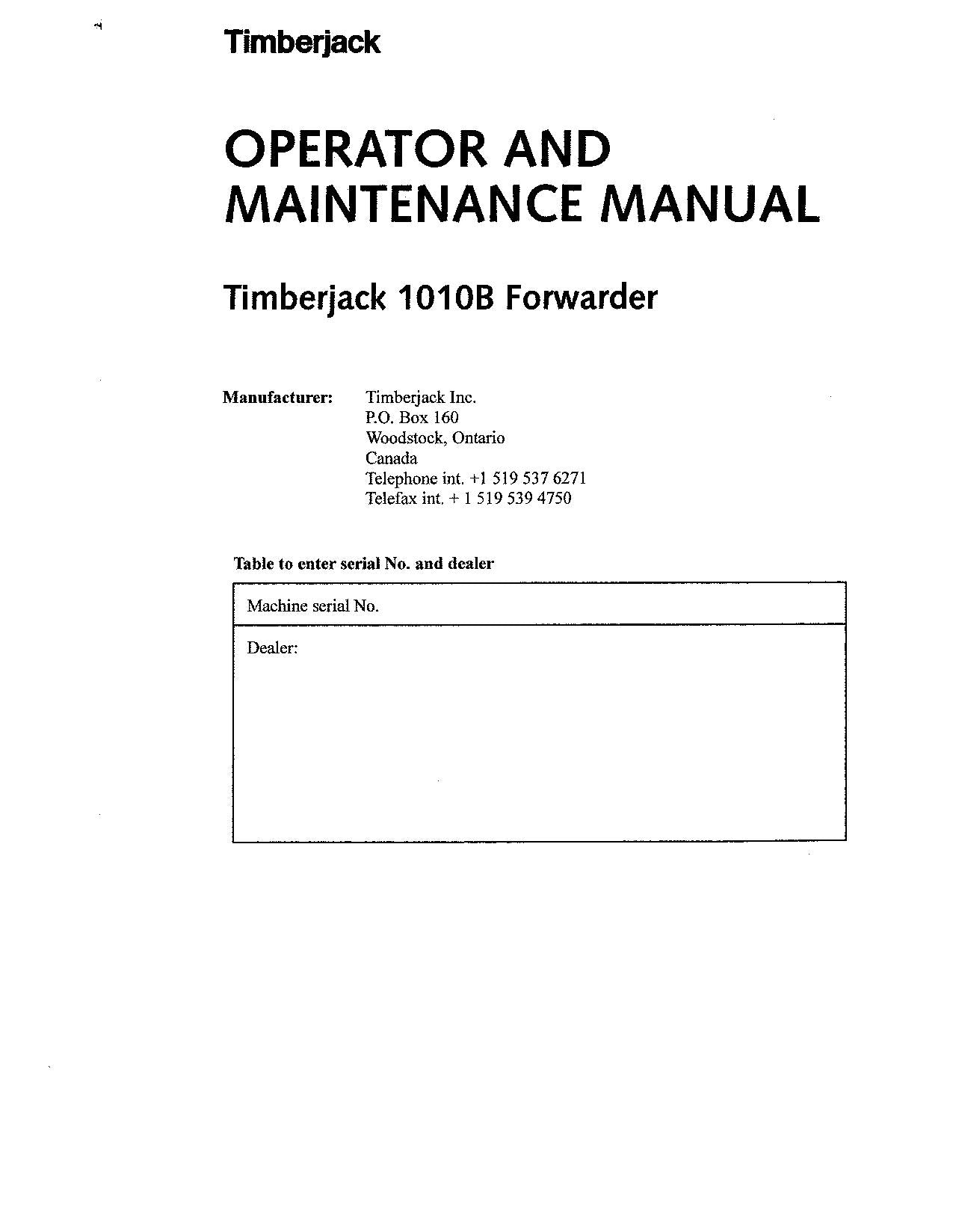 JOHN DEERE 1010B FORWARDER-BETRIEBSHANDBUCH Nr. 7