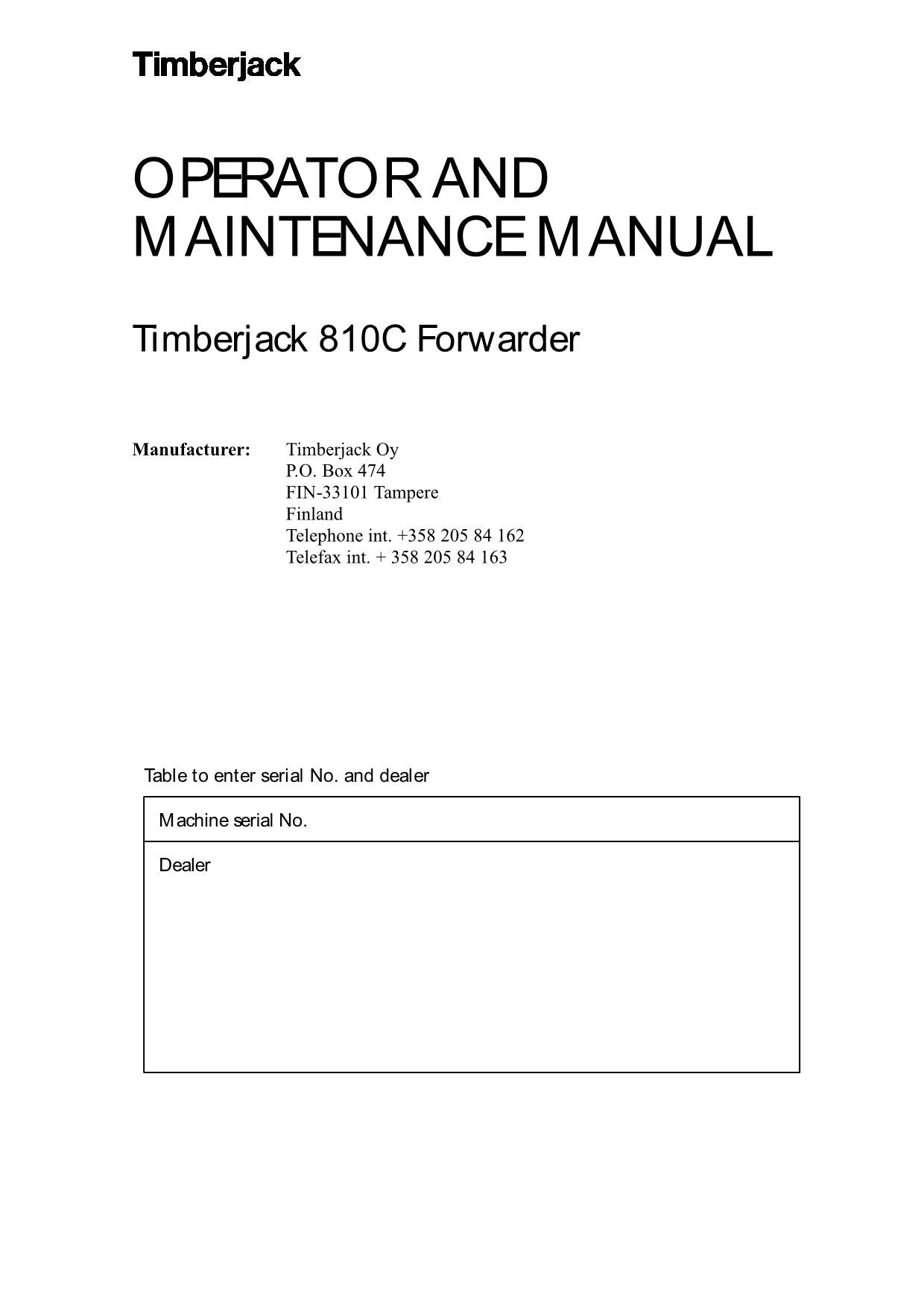 JOHN DEERE 810C FORWARDER OPERATORS MANUAL