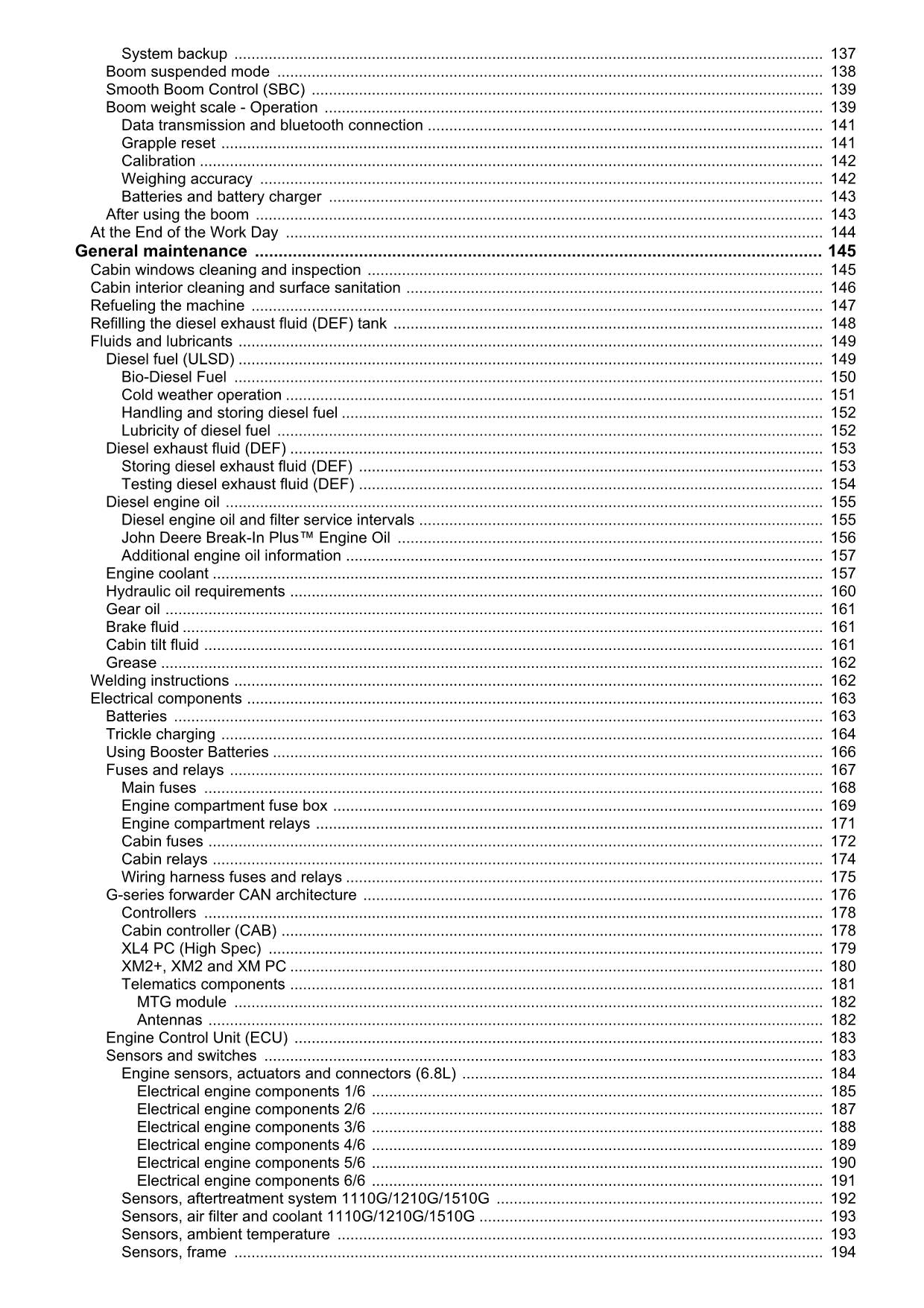 JOHN DEERE 1110G 1210G 1510G FT4 RL FORWARDER OPERATORS MANUAL