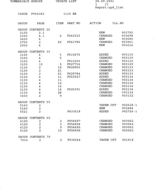 JOHN DEERE 1110NA FORWARDER PARTS CATALOG MANUAL